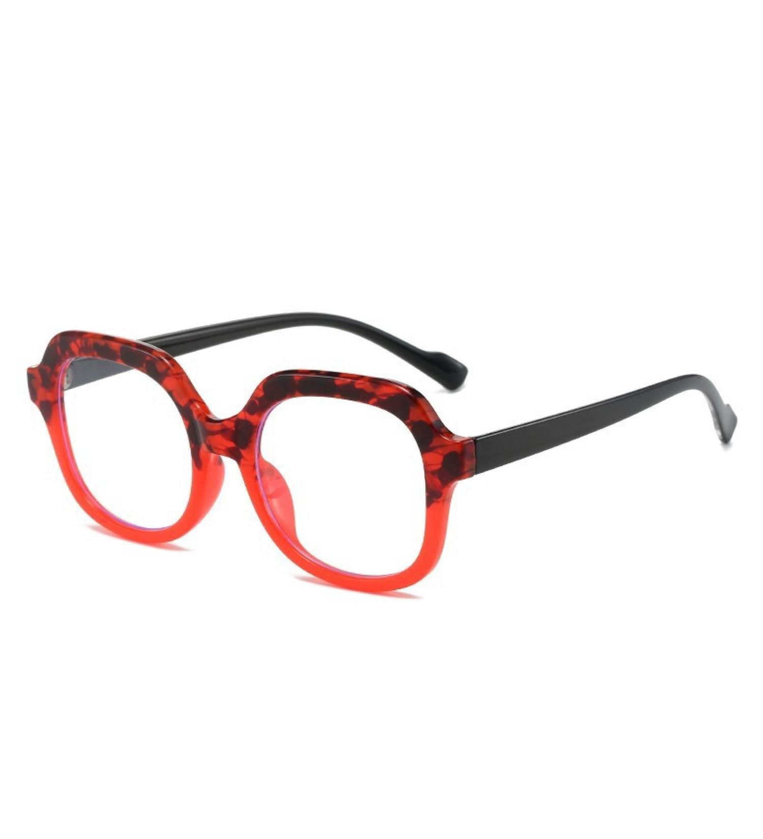 SERONI TR90 Polygon Frame Blue Light Blocking Glasses for Men & Women | Anti-UV Ray Computer & Reading Glasses - Leopard-Red 65mm - Buy Online on GoSupps.com