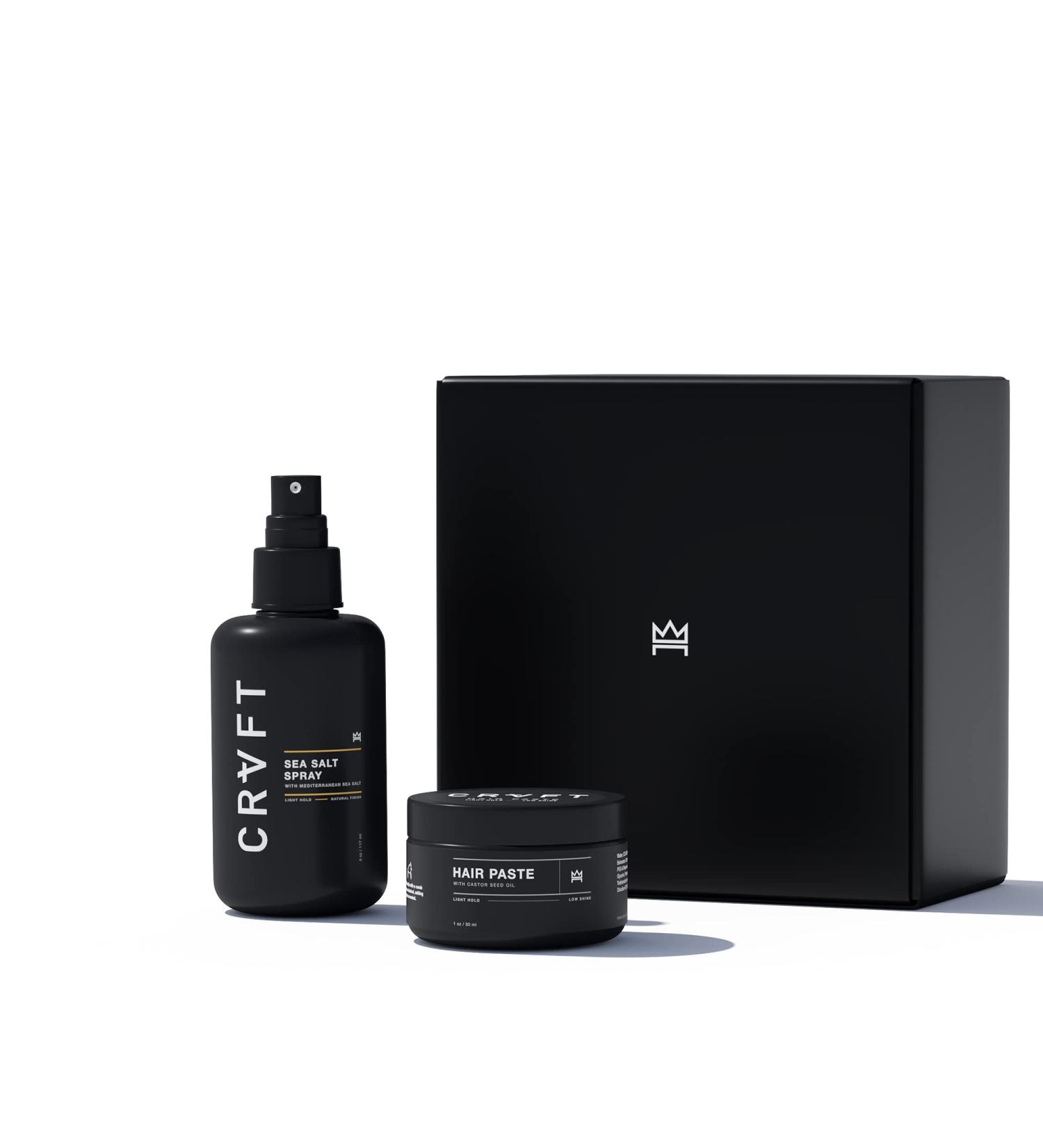 CRVFT Men's Hair Paste 2oz + Sea Salt Spray 6oz Bundle - Medium + Light Hold, Natural Finish - Volume & Texture - Boss Scented - Stylist Approved - Buy Online on GoSupps.com