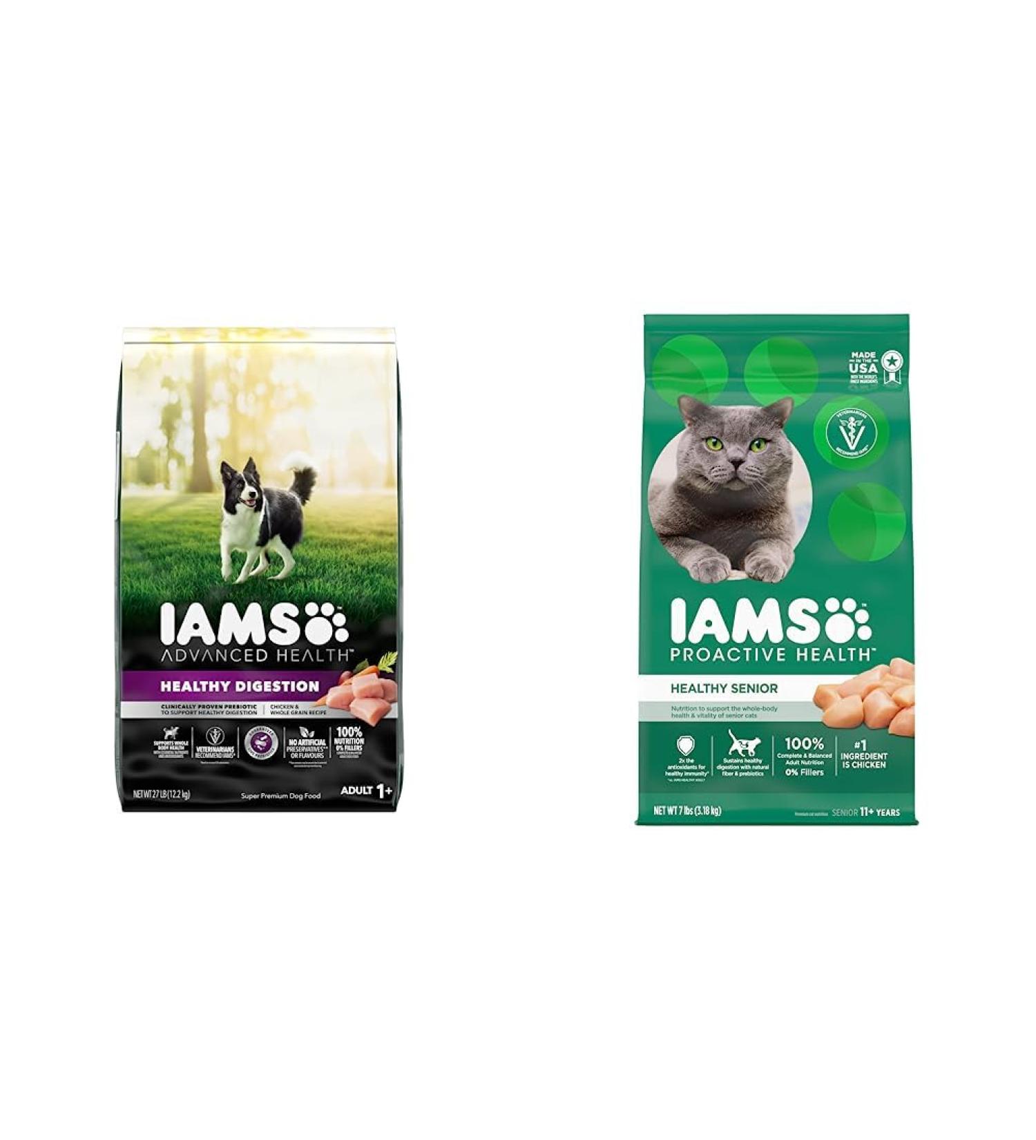 IAMS Advanced Health Dog Food Dry Healthy Digestion Adult & IAMS Proactive Health Healthy Senior Dry Cat Food Bundle 12.2 kg (Pack of 1) Dog Food+ Cat Food - Buy Online on GoSupps.com