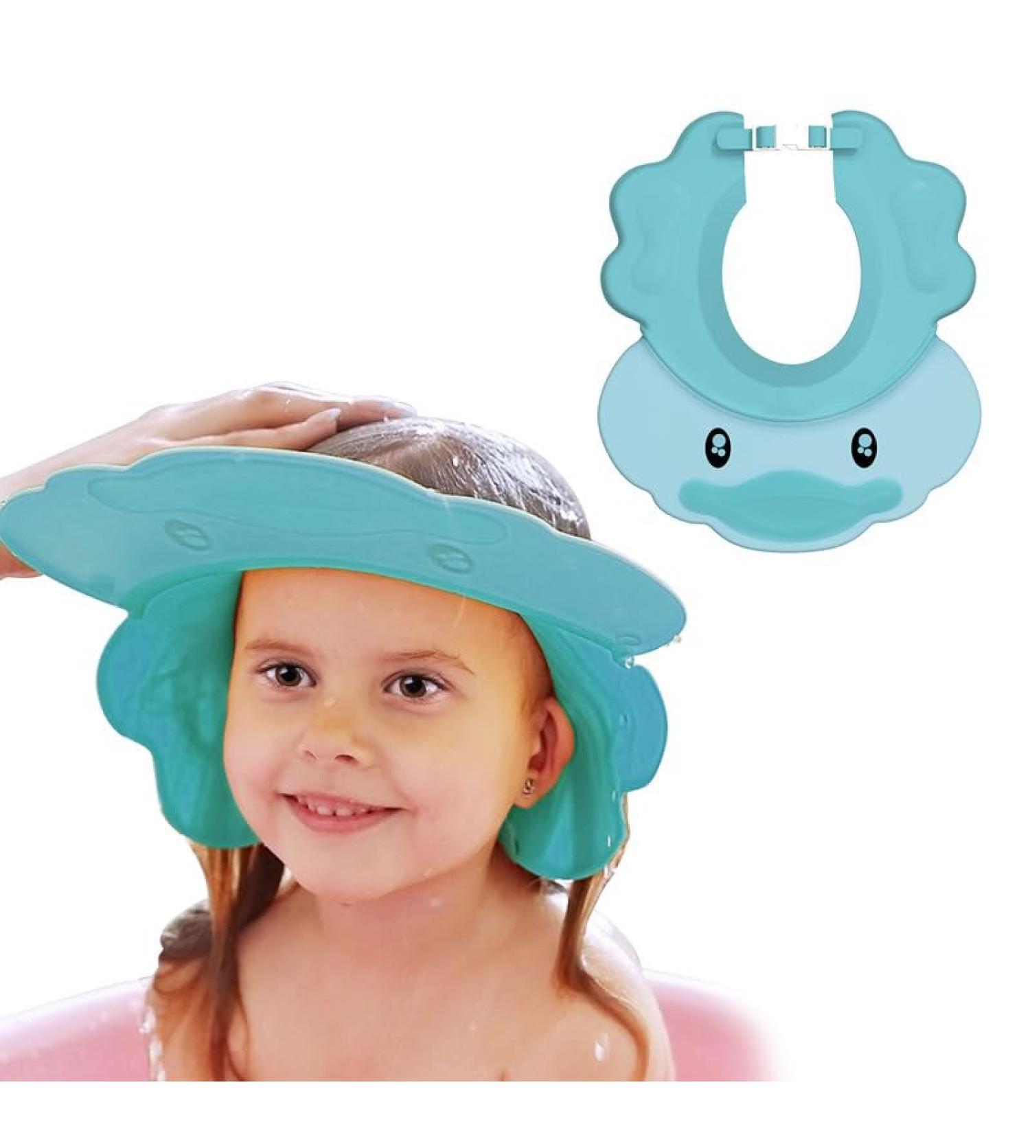 VIKSAUN Kids Shower Cap | Adjustable Baby Bath Soft Cap for Hair Washing Shield | Blue Shower Protector Visor Hat for Eyes, Ears, and Face Protection - Buy Online on GoSupps.com