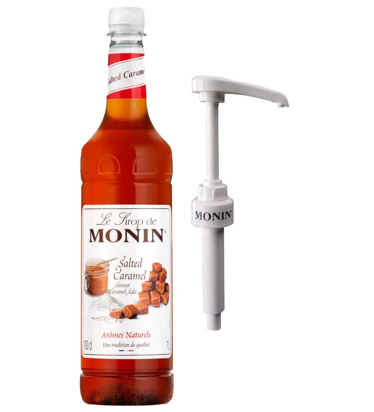 Monin Premium Coffee Syrup 1 Litre Salted Caramel & Pump - Buy Online on GoSupps.com