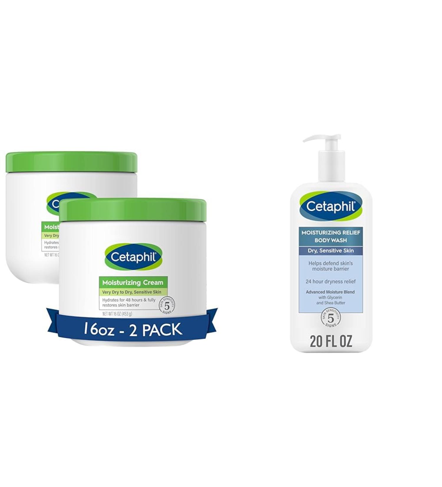 Cetaphil Body Moisturizer Hydrating Moisturizing Cream for Dry to Very Dry & Body Wash NEW Moisturizing Relief Body Wash for Sensitive Skin - Buy Online on GoSupps.com