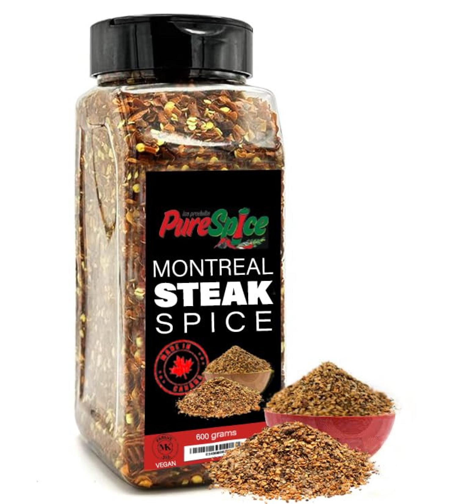 PureSpice Montreal Steak Spice 600 Grams | Restaurant Grade Vegan Kosher Powder Seasoning | Premium Flavor for Cooking Meat Steak Rub and Sauce (Montreal Steak Spice) - Buy Online on GoSupps.com