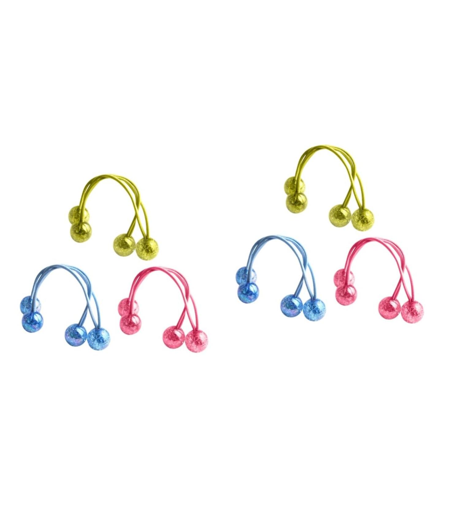 FOMIYES 6 Pairs Pink Elastics Hair Ties Bracelets Beads Hair Bobbles with Balls Hair Accessories Hair Ties with Balls Hair Roller Clips Pony Tail Bands Toddler Elastic Band Acrylic - Buy Online on GoSupps.com