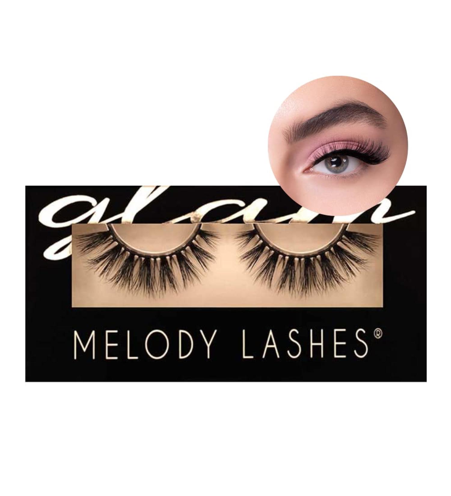 Melody Natural Eyelashes | Ultra Fluffy Vegan Lashes for All Eye Shapes | 25x Reusable Soft Cotton Strap - Premium Quality (Cleo) - Buy Online on GoSupps.com