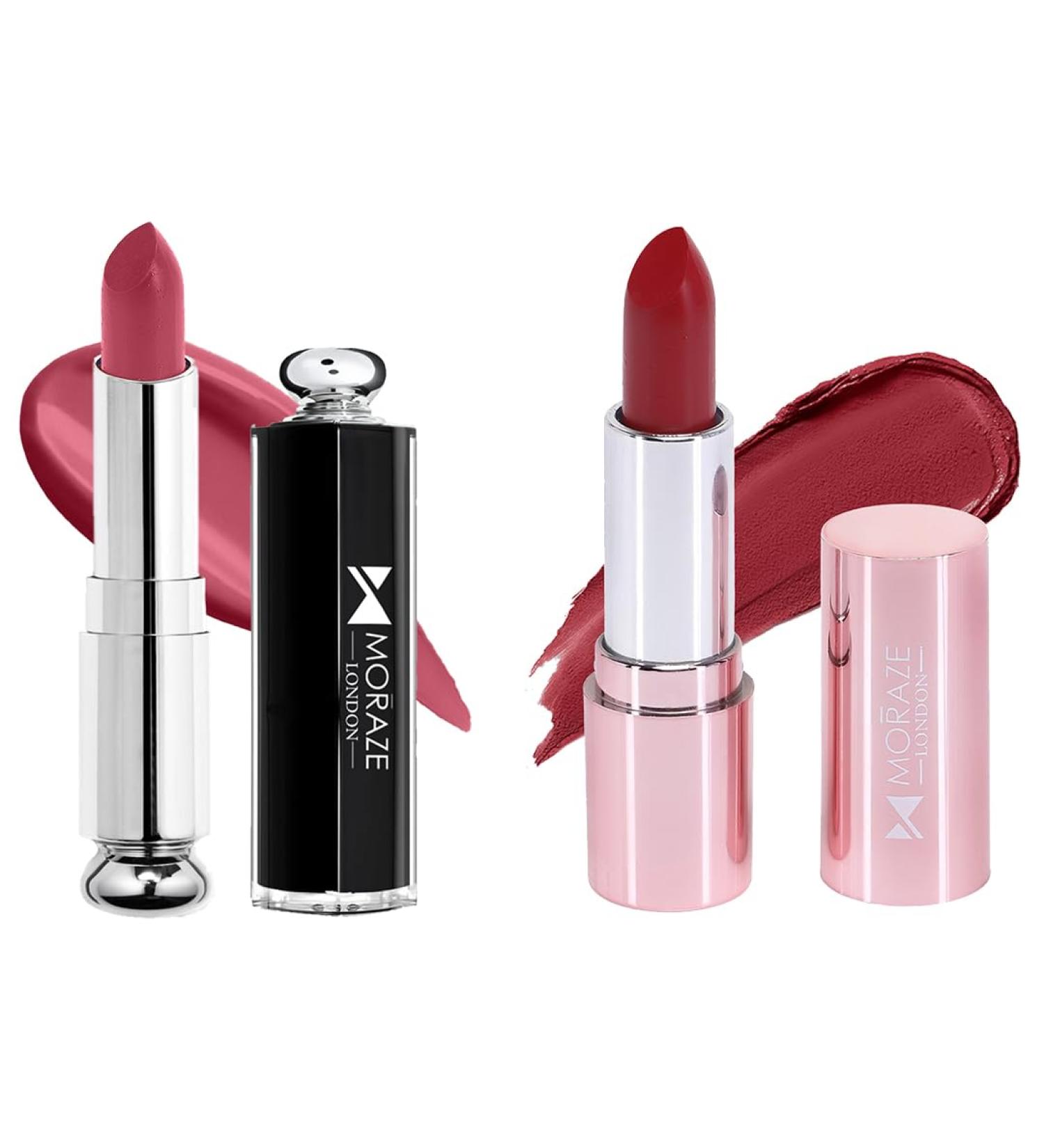 Buy MORAZE Pack of 2 Waterproof Creamy Lipsticks - Long-Lasting Love & Last | International Shipping Available - Buy Online on GoSupps.com