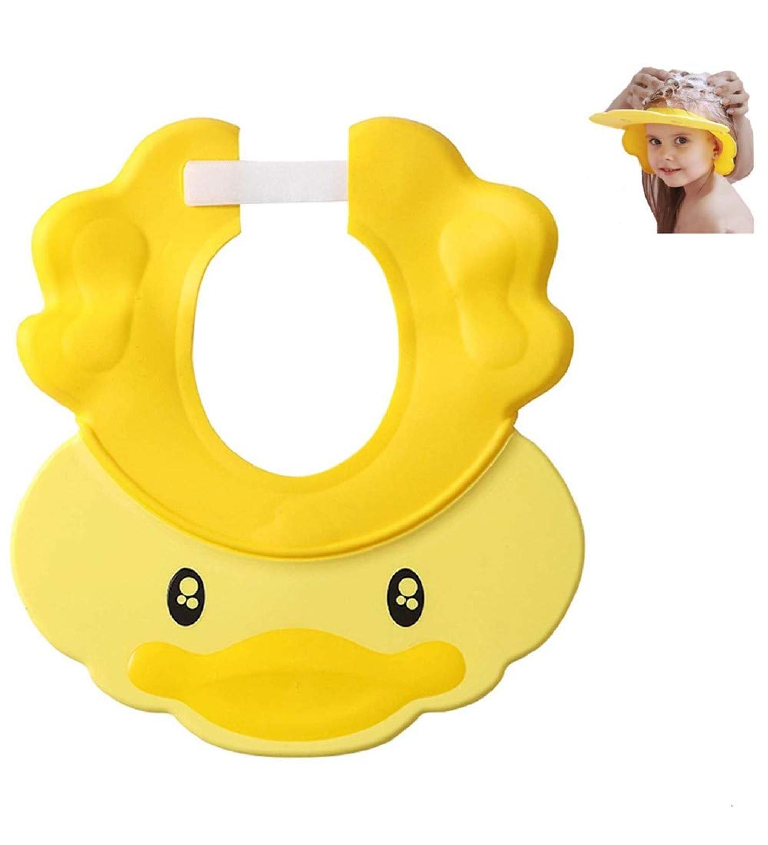 Adjustable Baby Shower Cap - Yellow Toddler Bath Visor for Eye and Ear Protection - Buy Online on GoSupps.com
