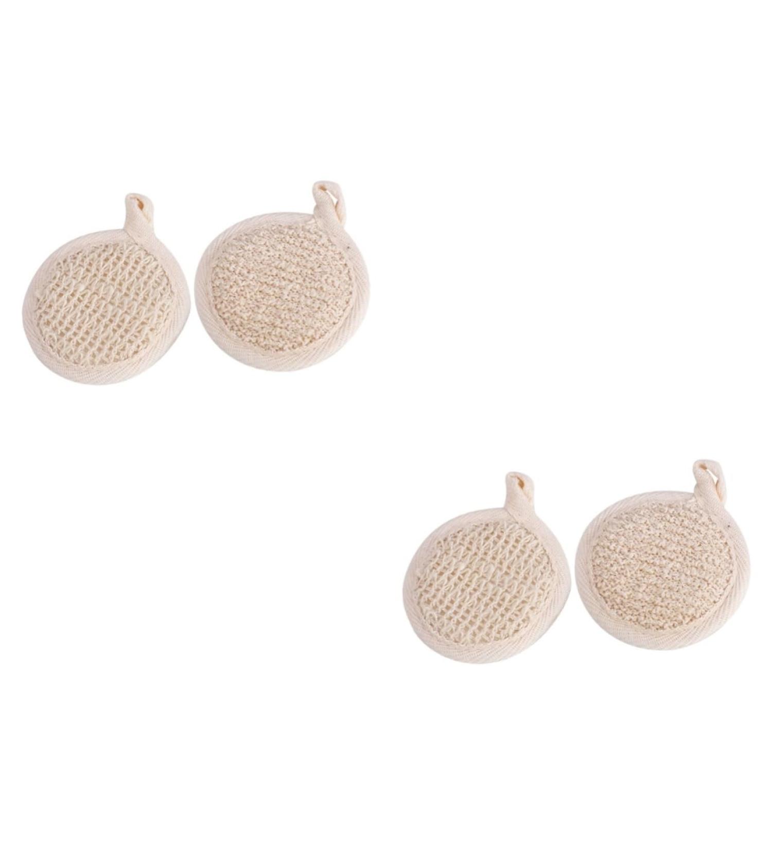 GLEAVI 4 Pcs Bath Towel & Scrubber Set - Natural Loofah Sponges & Back Scrubber for Shower - Bath Supplies for a Relaxing Experience - Buy Online on GoSupps.com