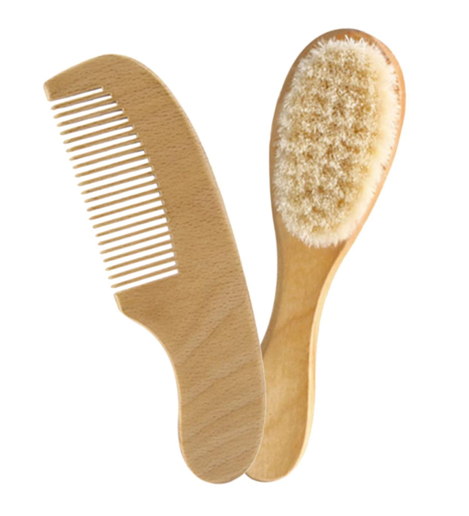 SECFOU Baby Hair Brush Set - Soft Wood Bristles for Newborns and Toddlers - Buy Online on GoSupps.com