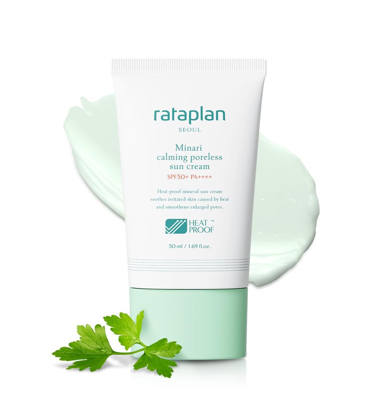 Rataplan Minari Calming Poreless Sun Cream SPF 50+ PA++++ - Mineral Korean Sunscreen for Face Pore Minimizer Broad Spectrum Protection Reef Safe - 1.69fl.oz - Buy Online on GoSupps.com