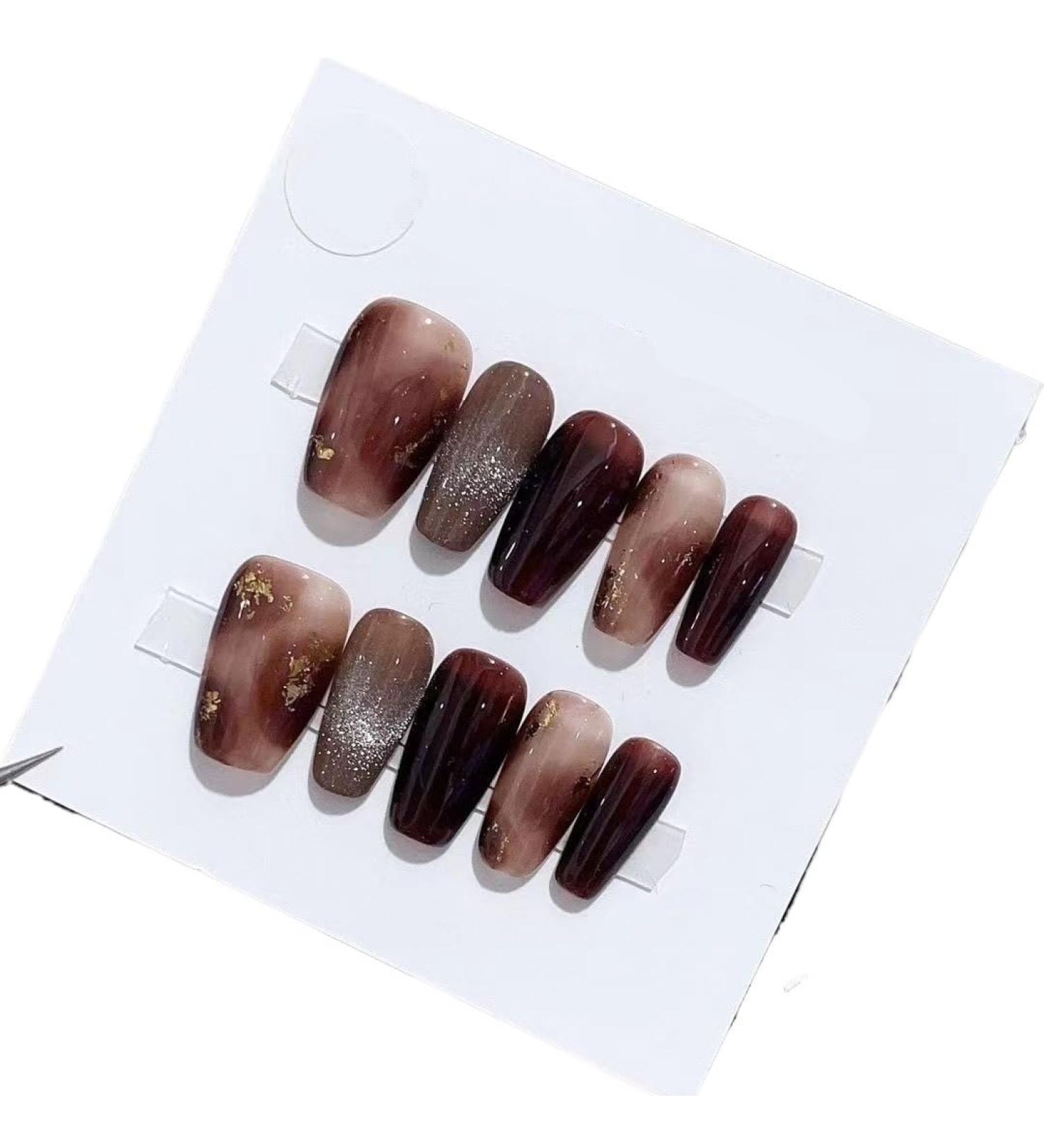 Handmade Autumn and Winter Halo Dye Nail Makeup Wearable Detachable Nail Makeup False Nails(L) - Buy Online on GoSupps.com