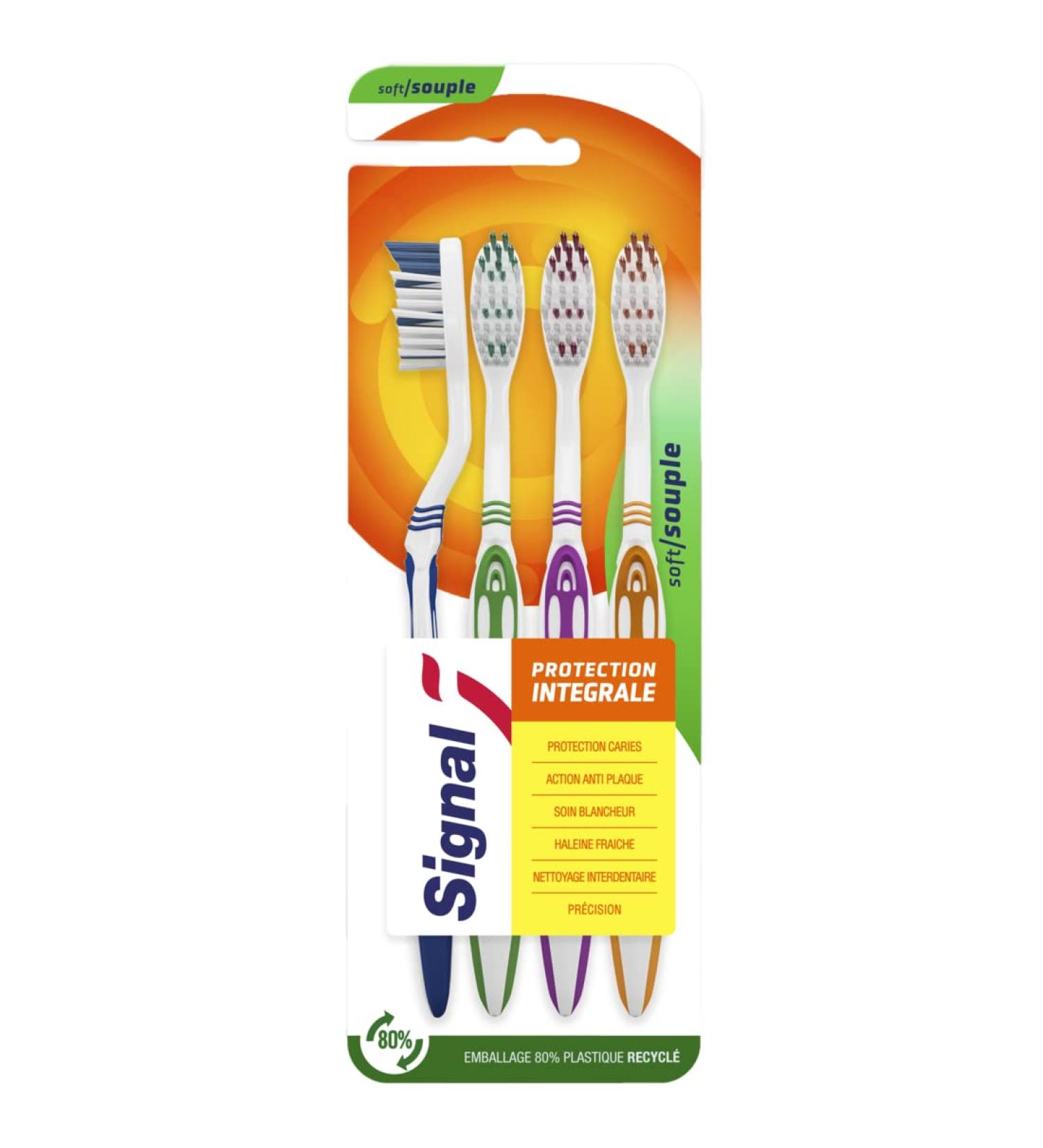 Signal Toothbrush Set - All-Round Protection with Soft Brush - 4 Pieces for Optimal Oral Care - Buy Online on GoSupps.com