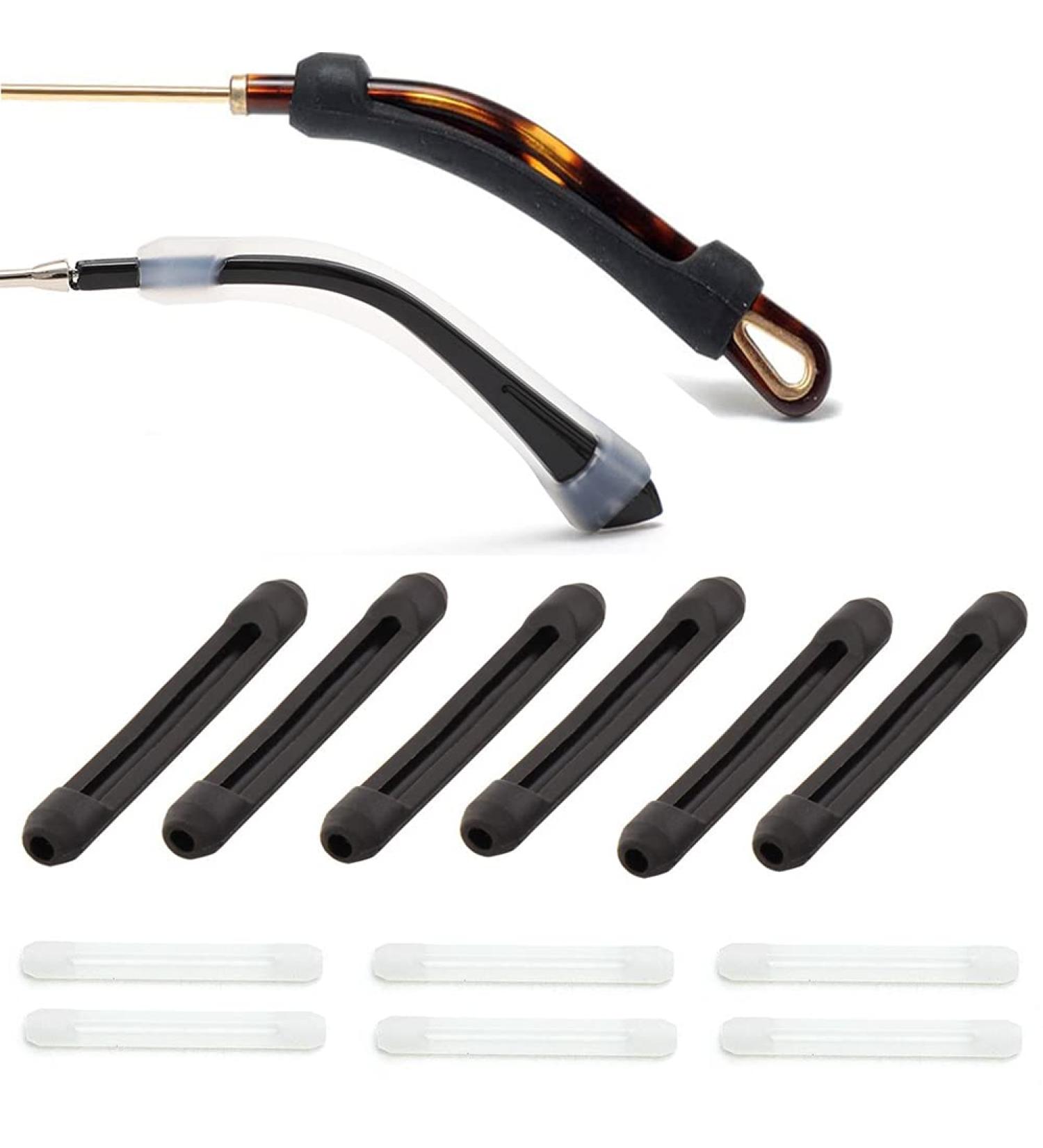 Sukpsy 6 Pairs Silicone Eyeglass Ear Cushions - Anti-Slip Ear Hooks & Comfort Pads for Sunglasses & Reading Glasses - Black & Clear - Buy Online on GoSupps.com