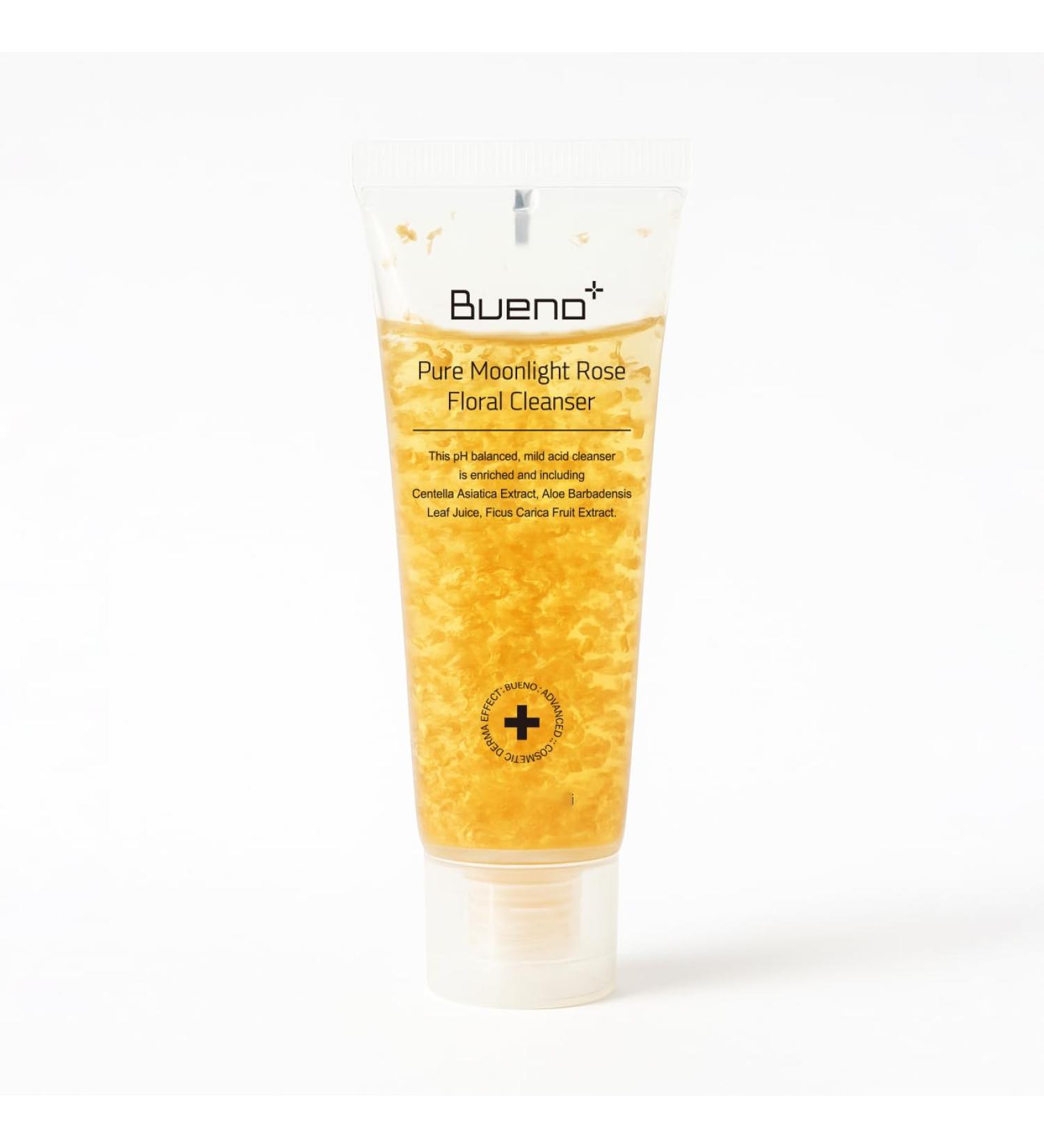 Bueno+ Pure Moonlight Rose Floral Cleanser | Gentle Daily Face Wash with Rose Petals | Mild Exfoliating & Hydrating Vegan Gel | For All Skin Types | 1.01 fl. oz - Buy Online on GoSupps.com