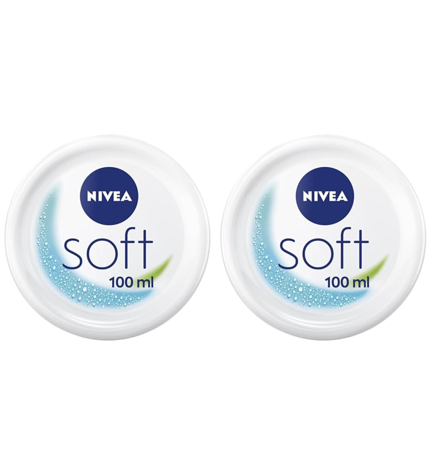 Nivea Soft Moisturizer 100ml - Refreshing Light Cream with Vitamin E & Jojoba Oil | Quick-Absorbing Skin Care (Pack of 2) - Ideal for All Skin Types - Buy Online on GoSupps.com