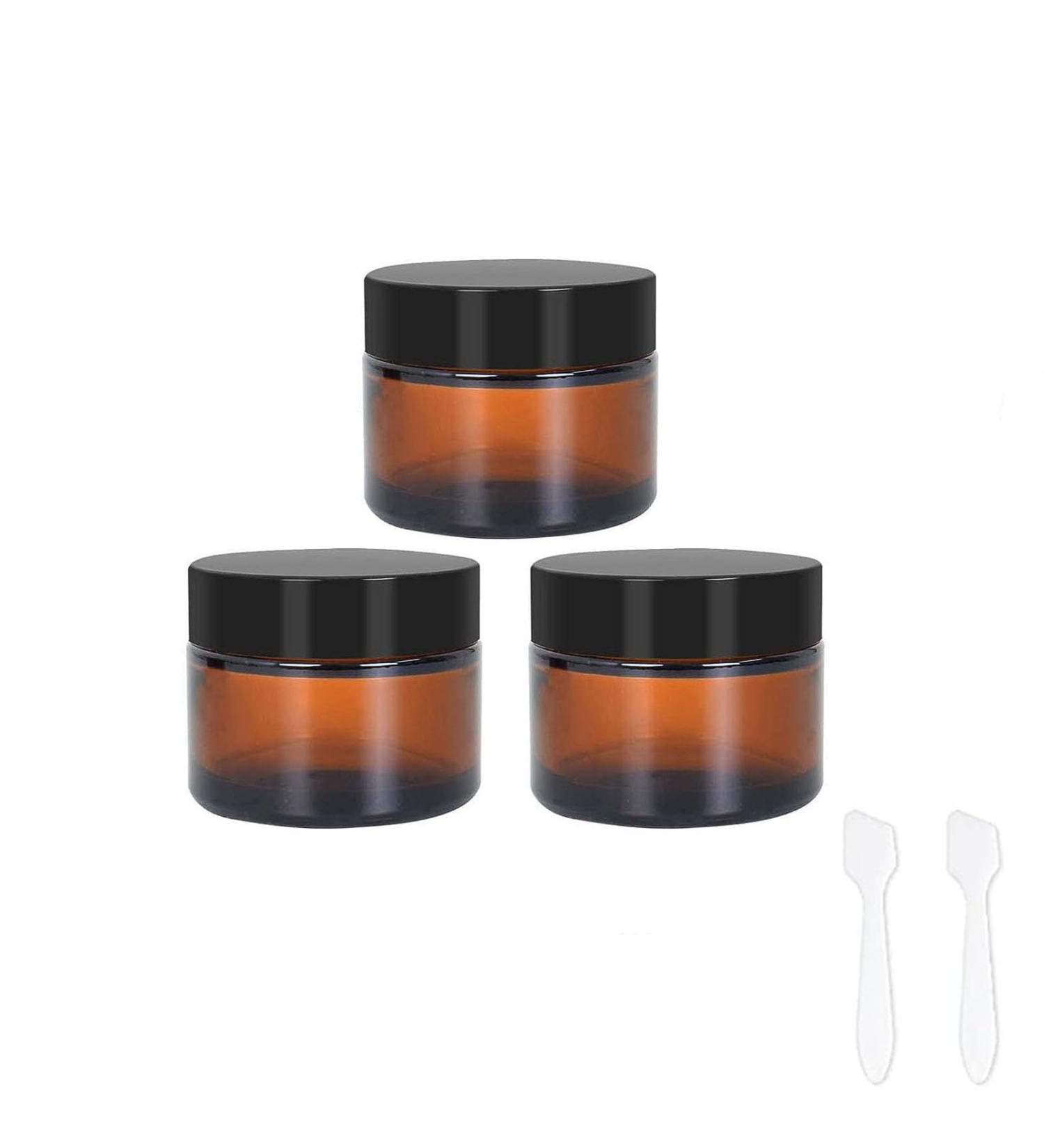 LECUNE 3-Piece 30ml Amber Plastic Ointment Cream Stick Set - Refillable Containers with Lid & Liner for Lotion Creams & Cosmetics (Includes 2 Spatulas) - Buy Online on GoSupps.com