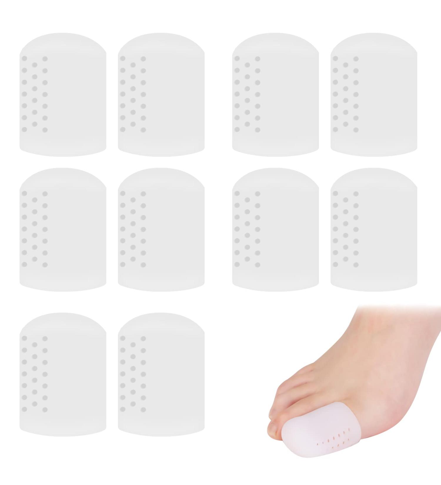 Ruggito 10-Piece Breathable Toe Protection Gel Caps - Silicone Pain Relief for Corns Blisters & Calluses - Unisex Large Toe Protection (White) | International Shipping Available - Buy Online on GoSupps.com