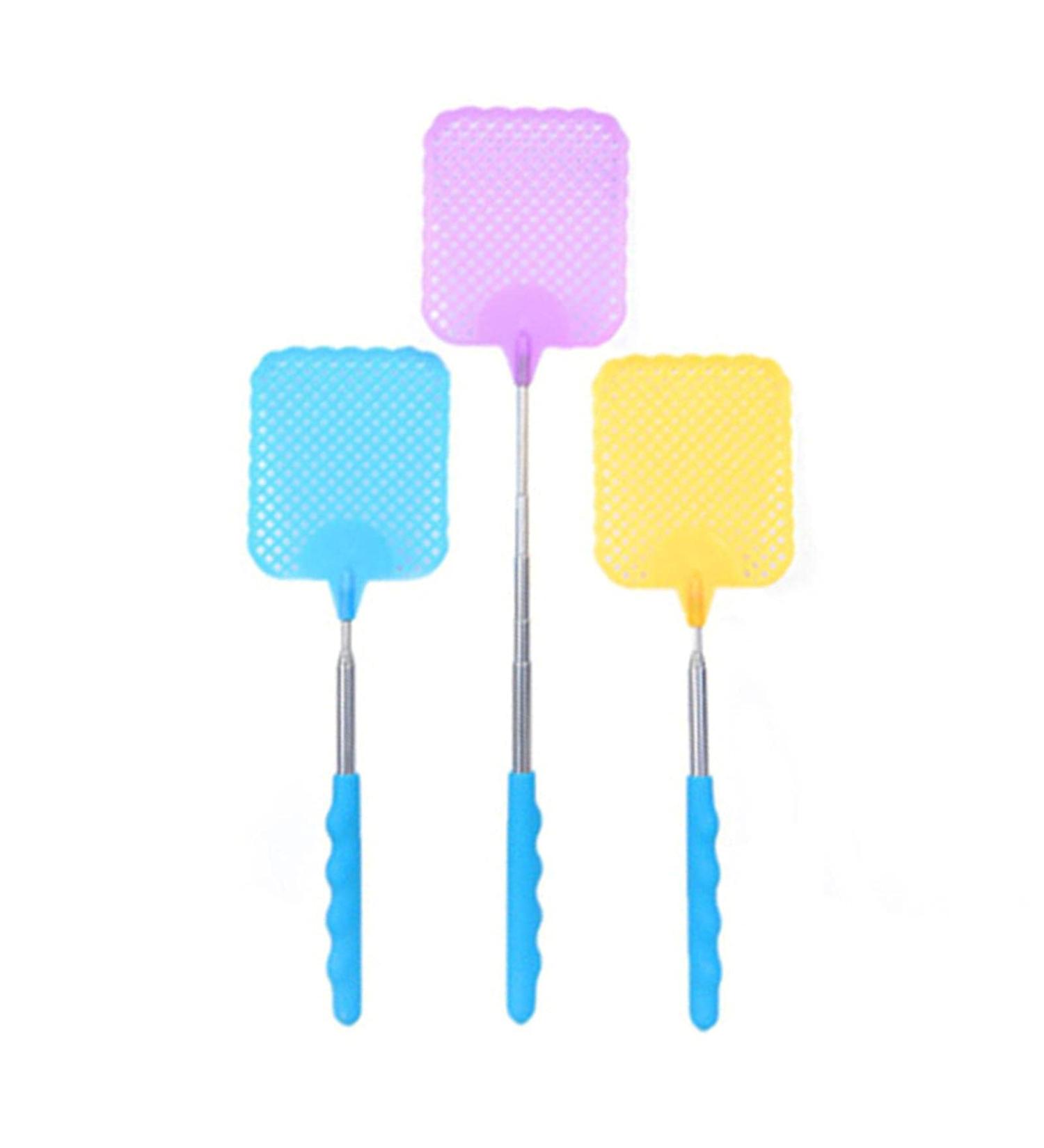 Adjustable Fly Swatter Telescopic Fly swatter Stainless Iron Metal Steel Fly mosquiito swatter Square Head Long Handle mosquiito kiiller and Fly swatter - Buy Online on GoSupps.com