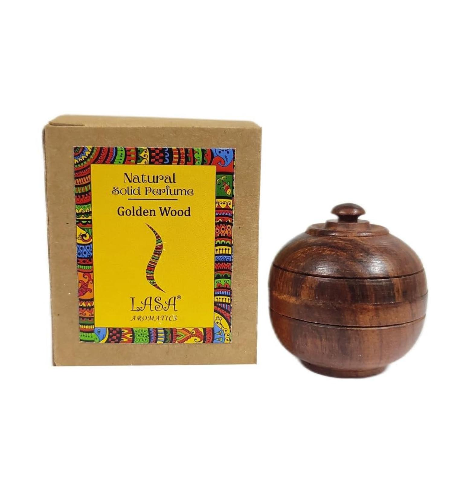 ANANYA FASHION & CRAFTS HUB Golden Wood Natural Solid Perfume Beeswax Long Lasting Body Fragrance Balm Solid State Eau De Perfum in Wooden Jar 6 gm - Buy Online on GoSupps.com
