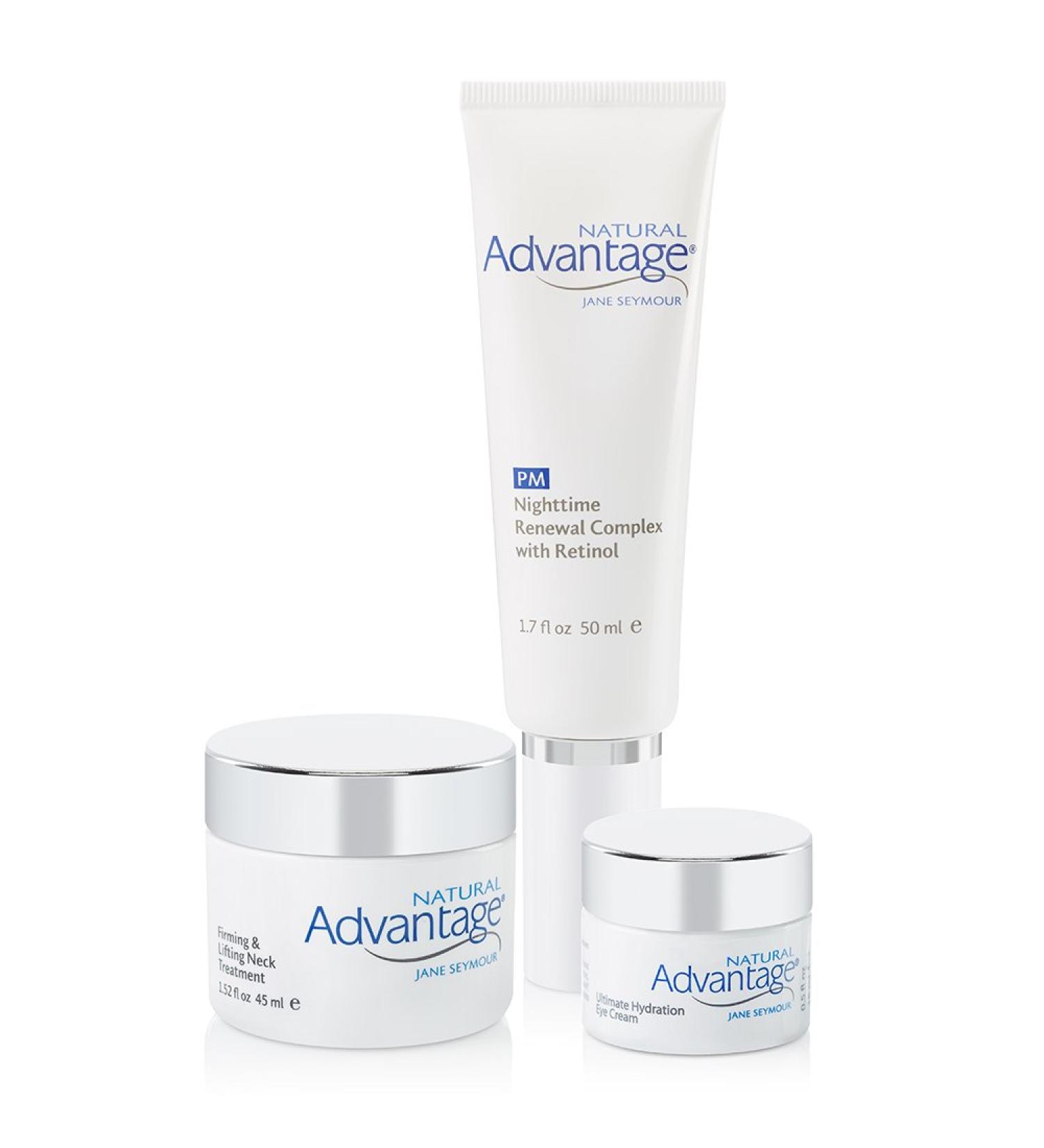 Targeted Treatment Bundle Firming and Lifting Neck Treatment Nighttime Renewal Complex with Retinol Ultimate Hydration Eye Cream by Jane Seymour