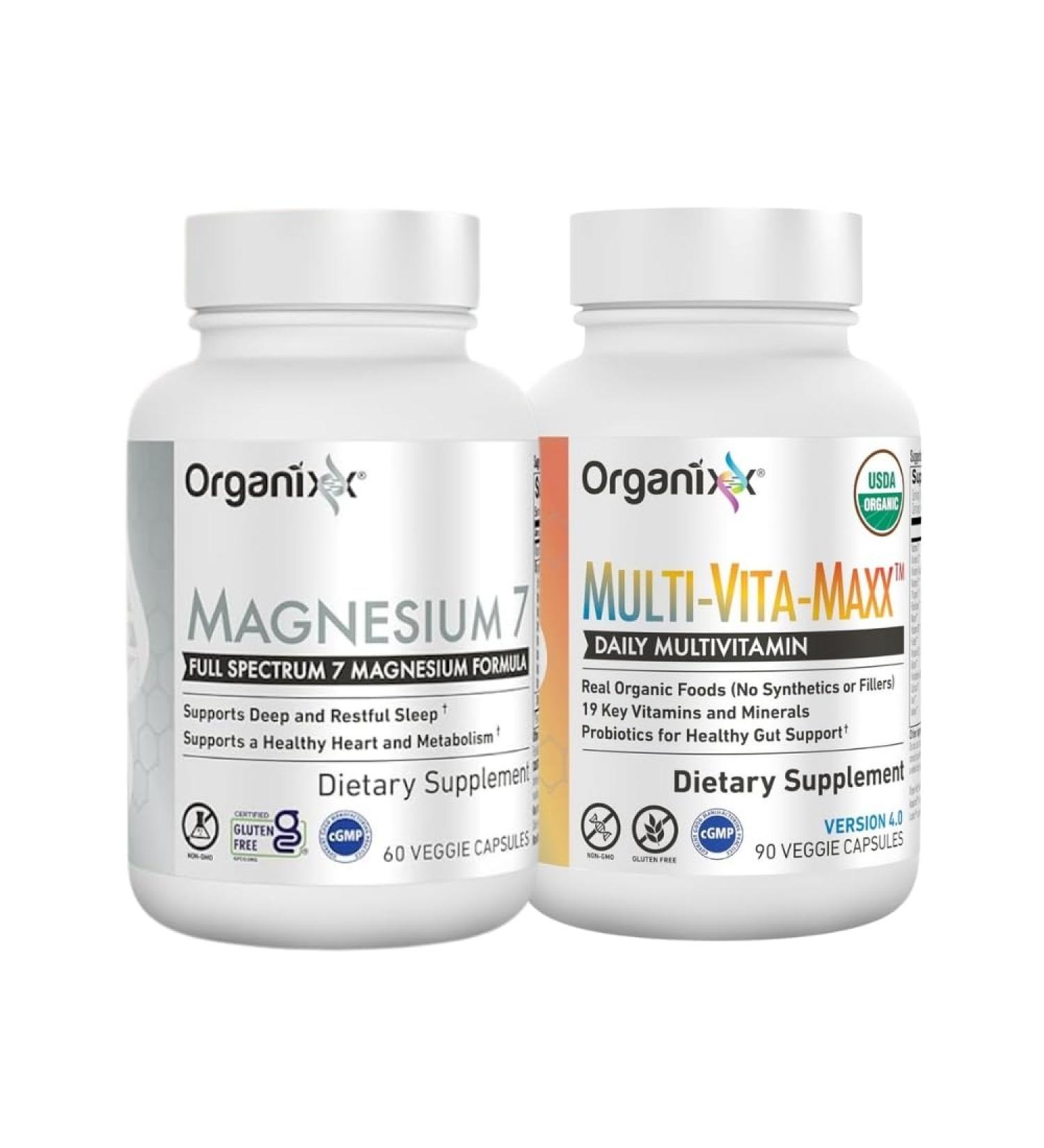 Organixx Magnesium 7 (60 Caps) & Multi-Vita-Maxx (90 Caps) Bundle USDA Organic Multivitamin with 19 Vitamins & Minerals Bioavailable Magnesium Supports Energy Vegan & Non-GMO - Buy Online on GoSupps.com