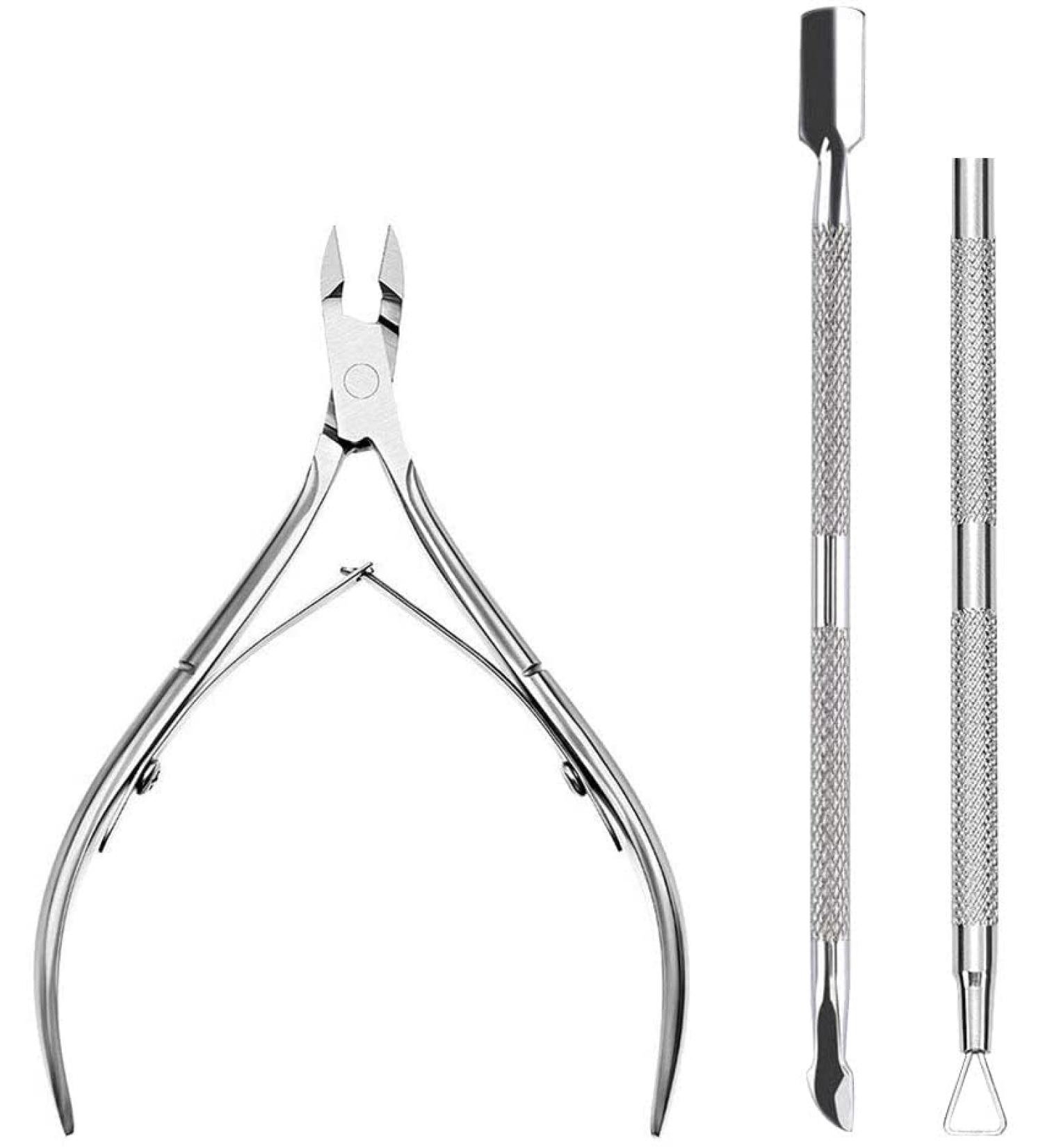 Stainless Steel Cuticle Care Kit - 3 Piece Set for Precision Cuticle Care - Includes Cutters Nipper, Pushers, and Remover Tool - Buy Online on GoSupps.com