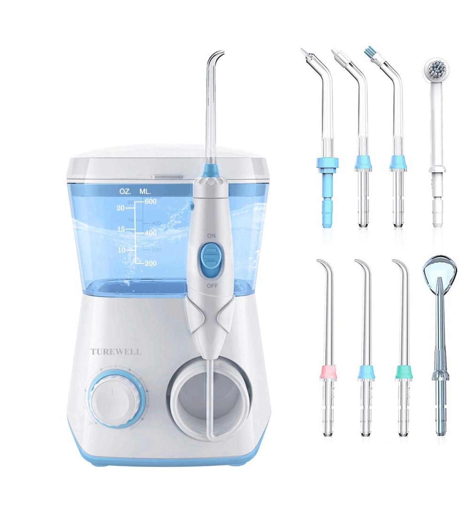 Buy Turewell Mouth Shower - Electric Interdental Cleaner with 10 Pressure Levels & 8 Nozzles | IPX7 Waterproof Oral Irrigator | 600ml | Fast International Shipping - Buy Online on GoSupps.com