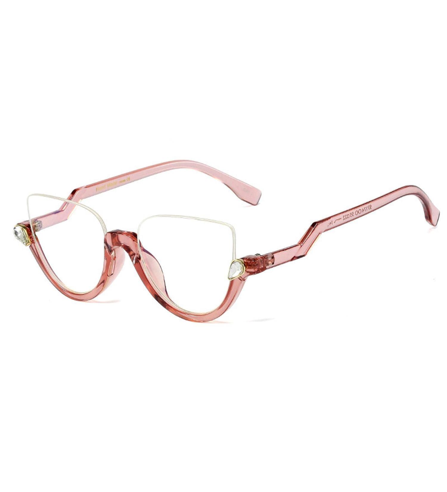 KDOQ Semi-Rimless Blue Light Filter Glasses for Women | Rhinestone Anti Eye Strain UV Protection Pink | Shop Now! - Buy Online on GoSupps.com