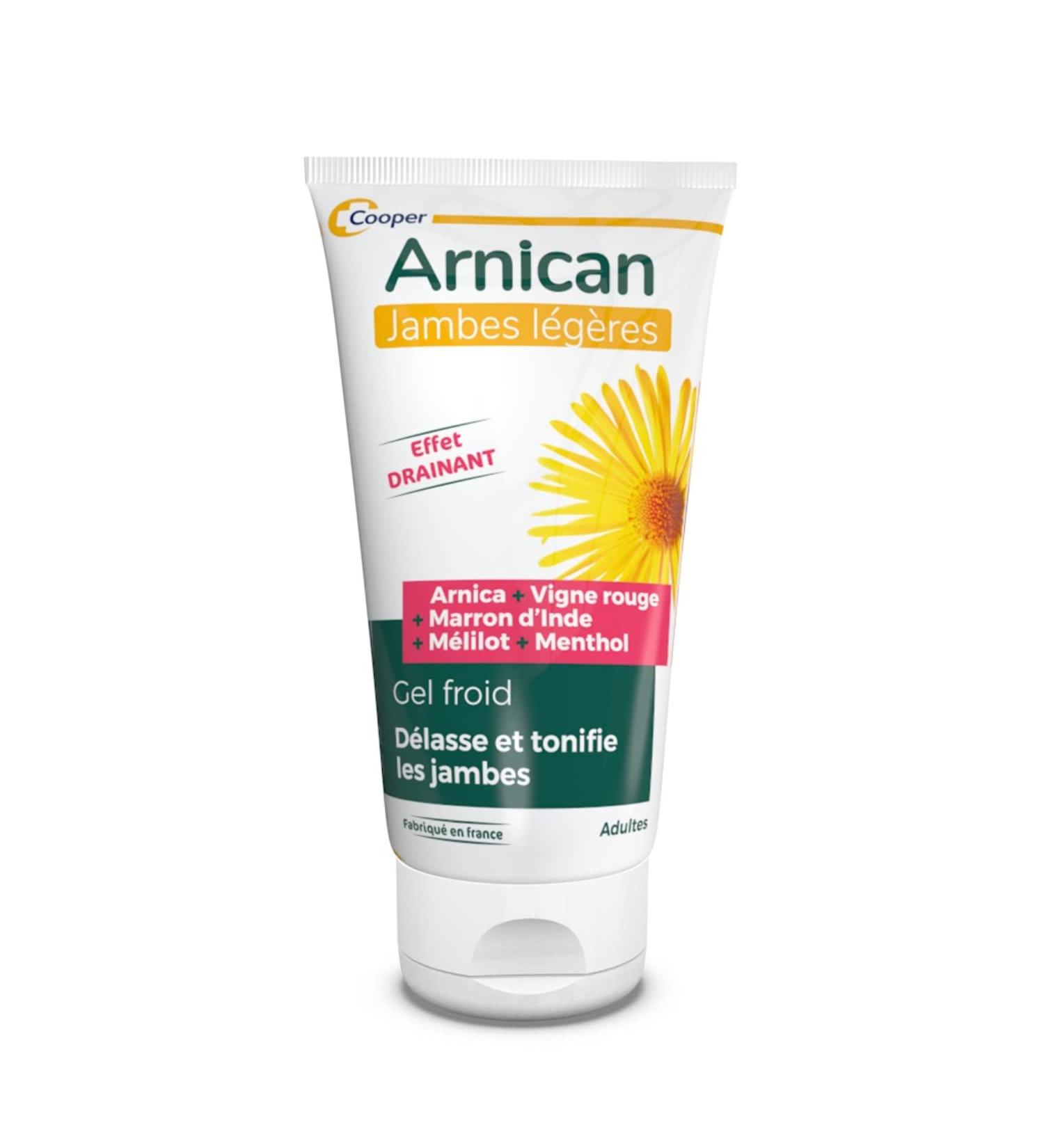 ARNICAN - Cosmetic cold gel with arnica, menthol and plant extracts - Draining effect - Relaxes and tones legs - Tube of 150