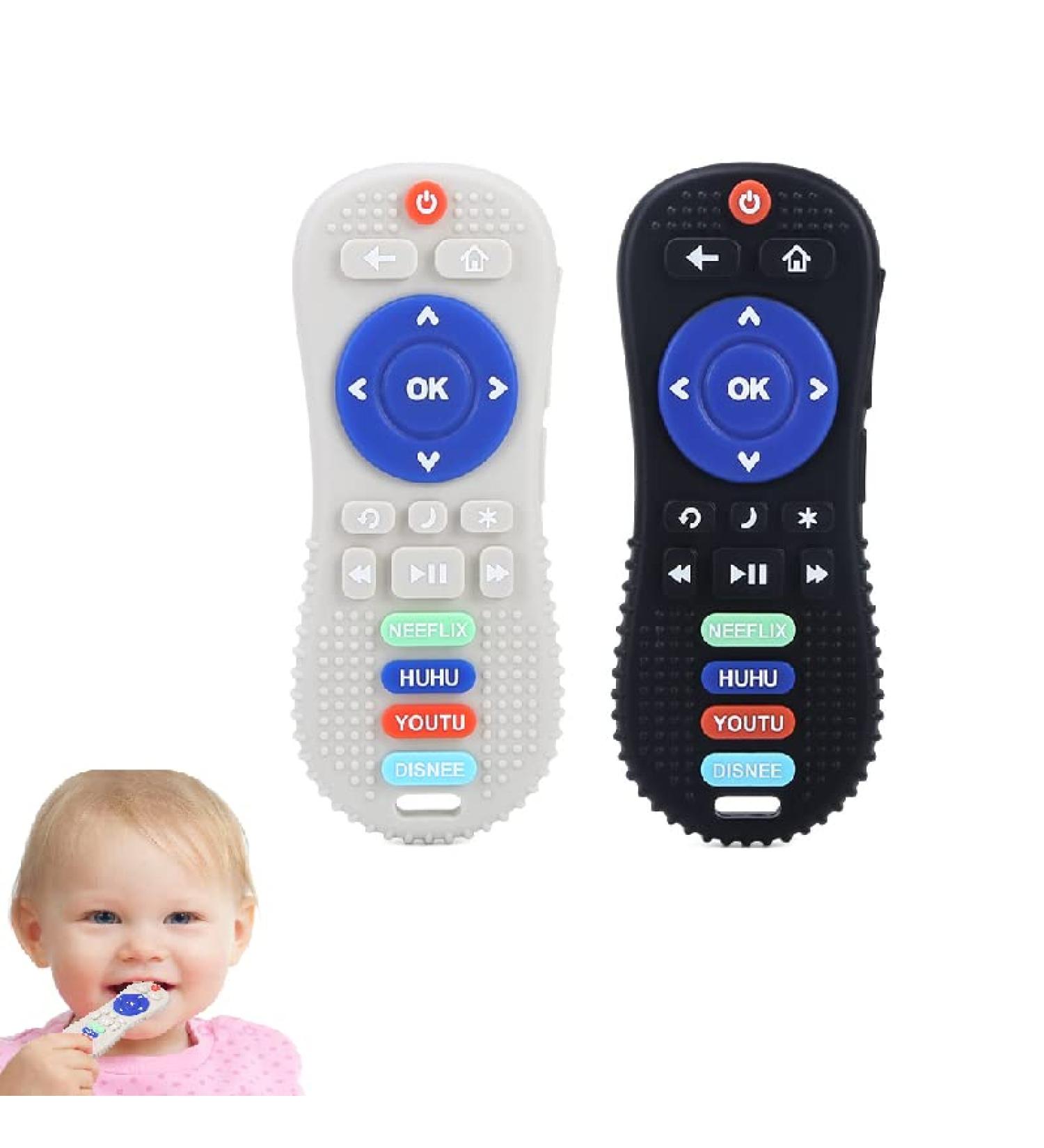 Remote Control Shape Teething Toy for Babies - 2 Pcs Silicone Chew Toy | Educational Sensory Teethers for Newborns | Ideal Baby Gift - Buy Online on GoSupps.com