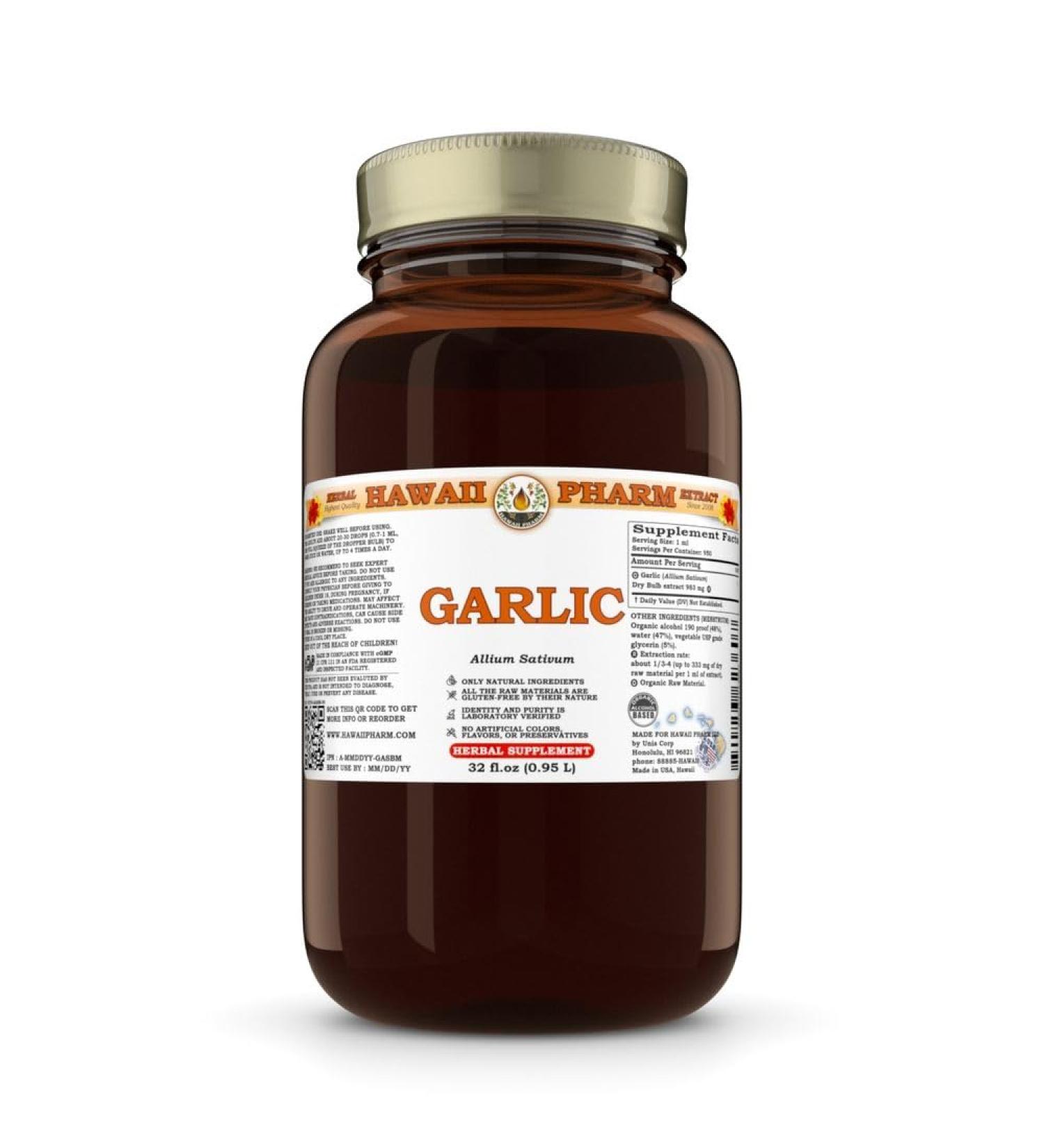 Garlic (Allium Sativum) Dry Bulb Tincture, Made in Hawaii, Organic Raw Materials, All Natural, Vegan, Pure Liquid Extract - 32 fl.oz 32 Fl Oz (Pack of 1) - Buy Online on GoSupps.com