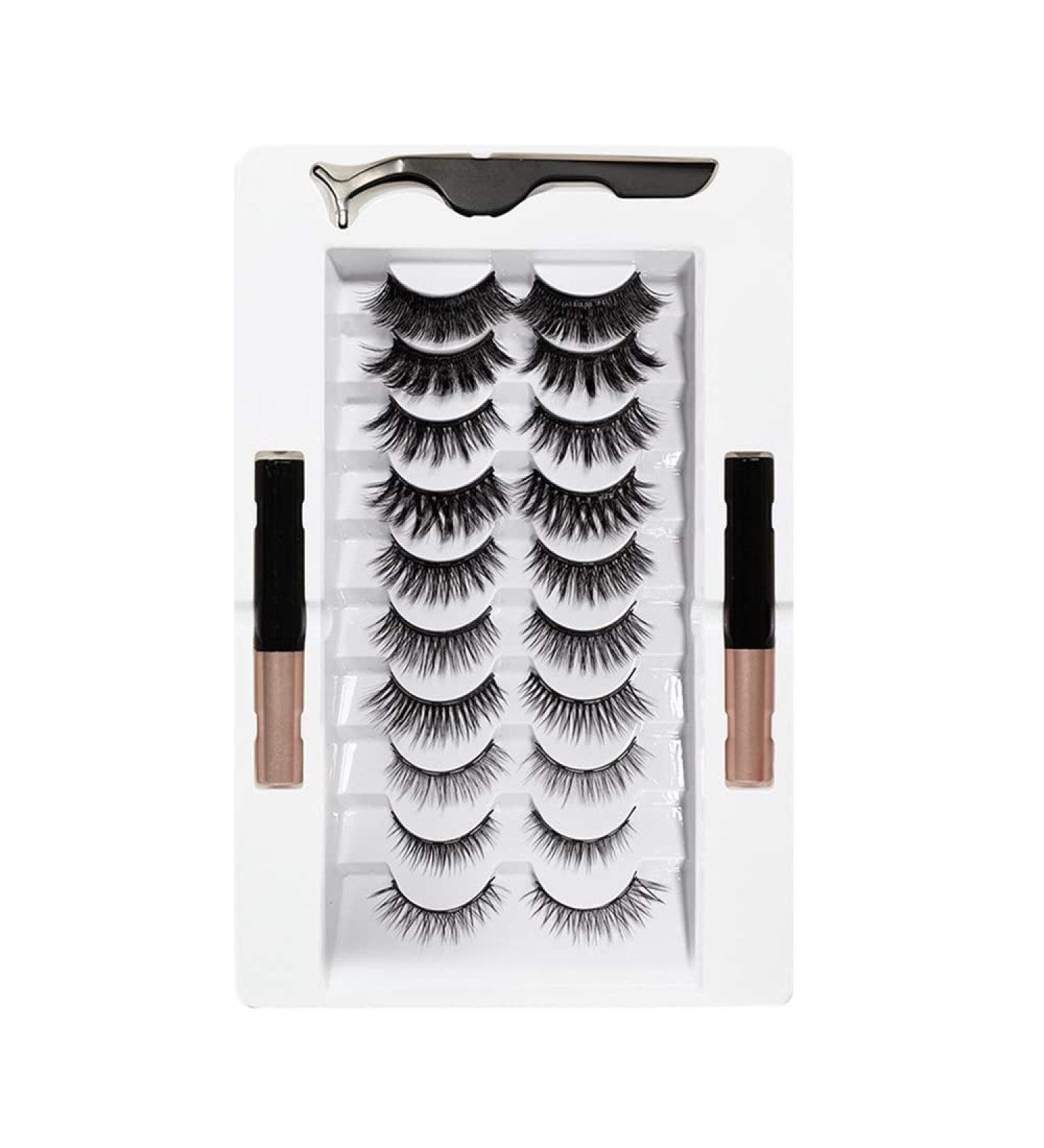 Echwave Magnetic Eyelashes with Eyeliner Kit 10 Pairs Reusable Magnetic Eyelashes 3D Magnetic Eyelashes(B) - Buy Online on GoSupps.com