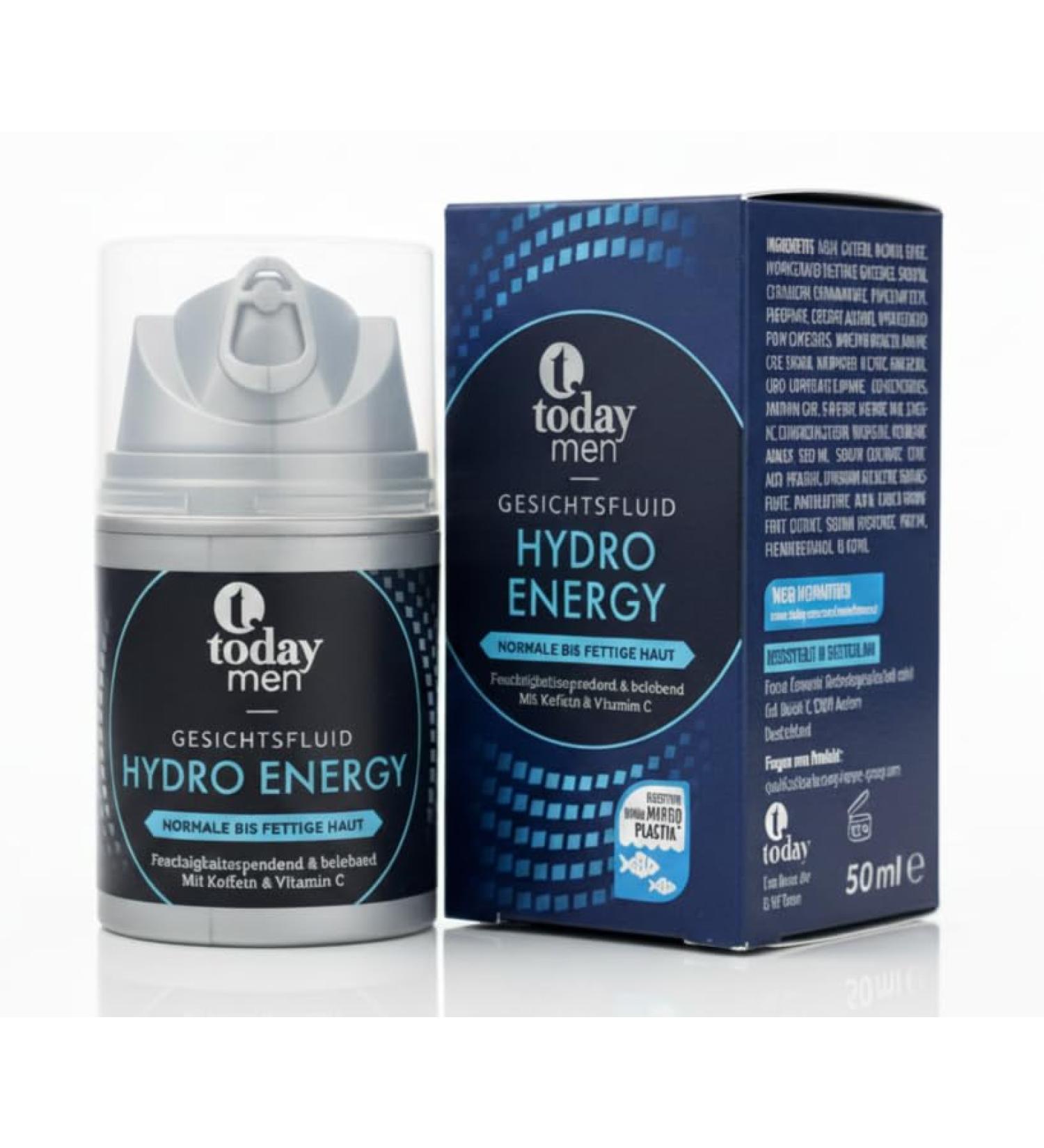 Today Men Hydro Energy Facial Fluid 50 ml with caffeine and vitamin C for normal to oily skin - Buy Online on GoSupps.com