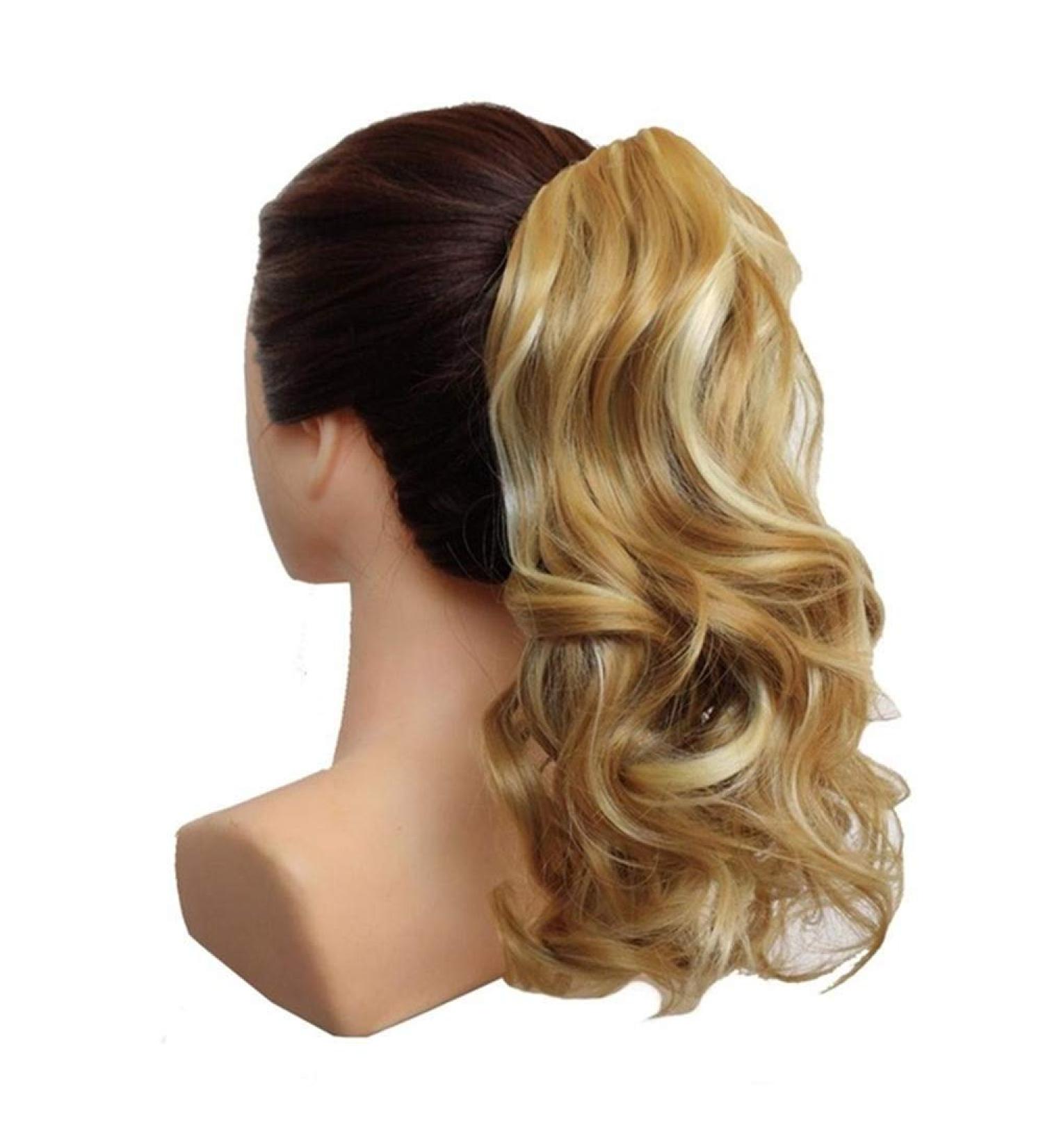 Short Wavy Ponytail Extensions - 40cm Synthetic Claw Clip - Brown Black Wig - 16 Inches - 90g | Perfect for Ladies - Buy Online on GoSupps.com