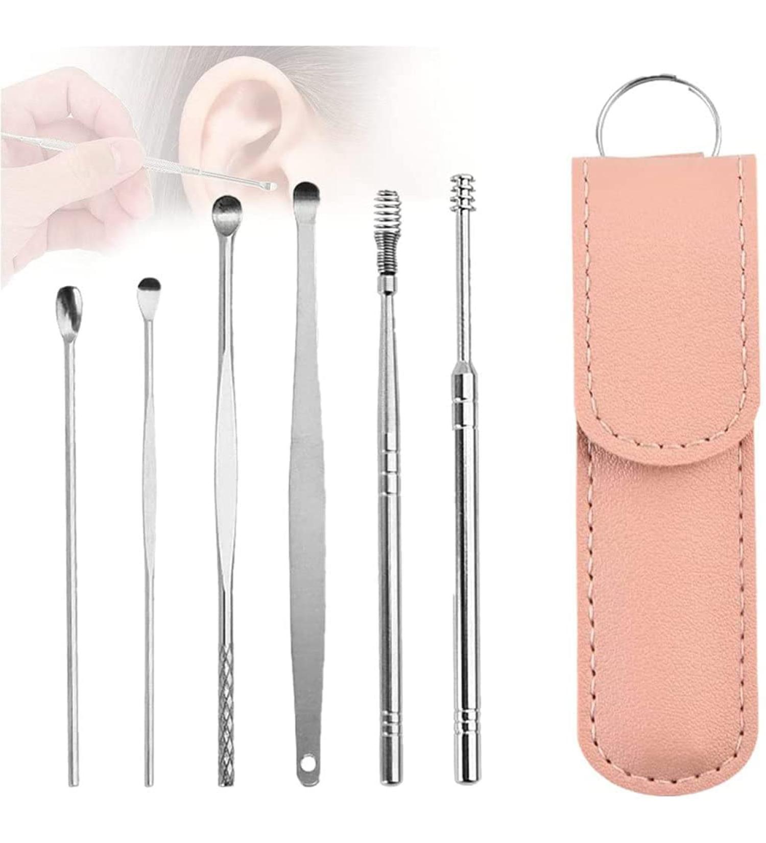 Innovative Spring Ear Wax Cleaner Tool Set 6pcs Spiral Design Stainless Steel Ear Picks Spring Earwax Cleaner Tool Set Cleaner Ear Cleansing Tool Set with Storage Bag - Buy Online on GoSupps.com