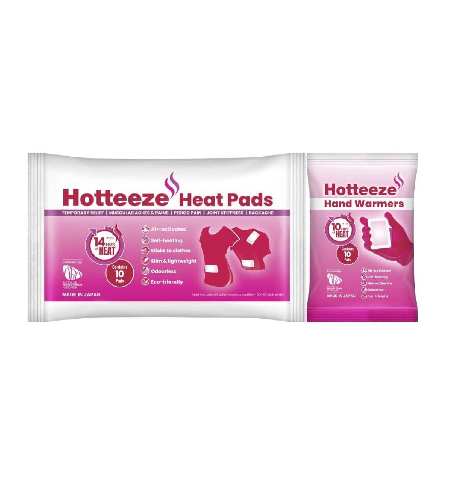 Hottetee Warming Cushion & Hand Warmer Set - Pain Relief for Sore Muscles & Menstrual Complaints | Heat Therapy | 10 Heating Pillows + 10 Hand Warmers - International Shipping Available - Buy Online on GoSupps.com