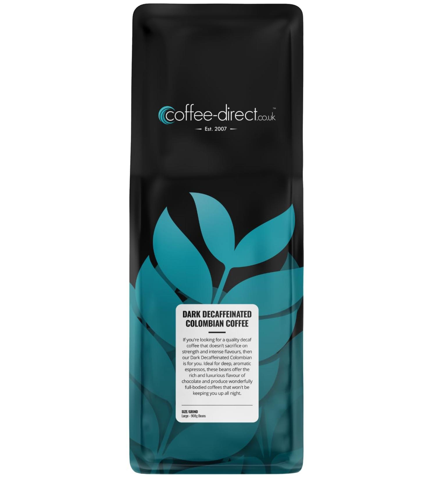 Coffee Direct Dark Decaffeinated Colombian Coffee Beans 908 g - Buy Online on GoSupps.com