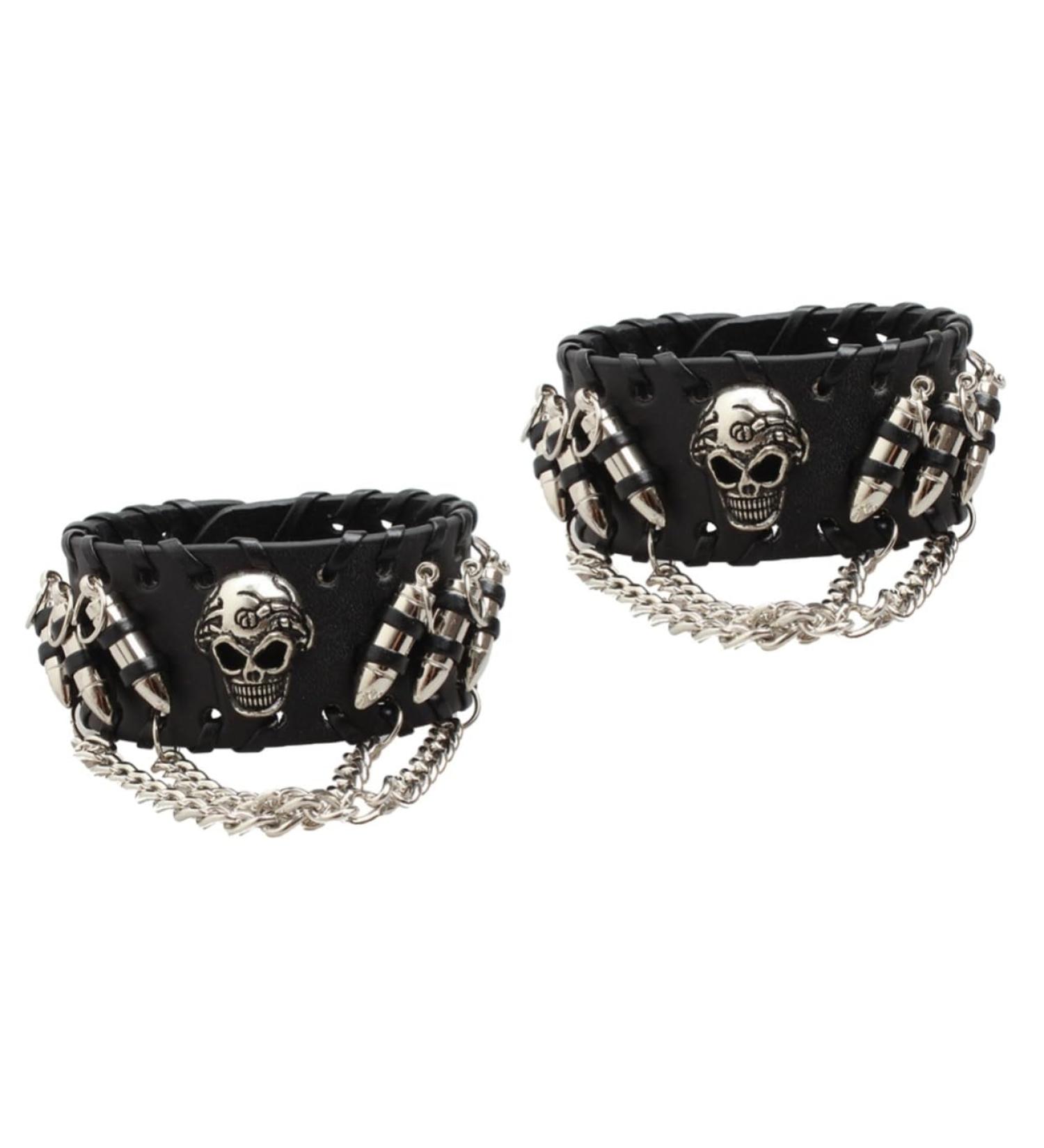 PACKOVE 2pcs Fashion Bracelet Punk Bracelet Punk Wristband Vintage Ornaments Wristbands Bracelets Rock Punk Wide Strap Wrist Bands Bracelets Personality Bracelets Skull Accessories - Buy Online on GoSupps.com