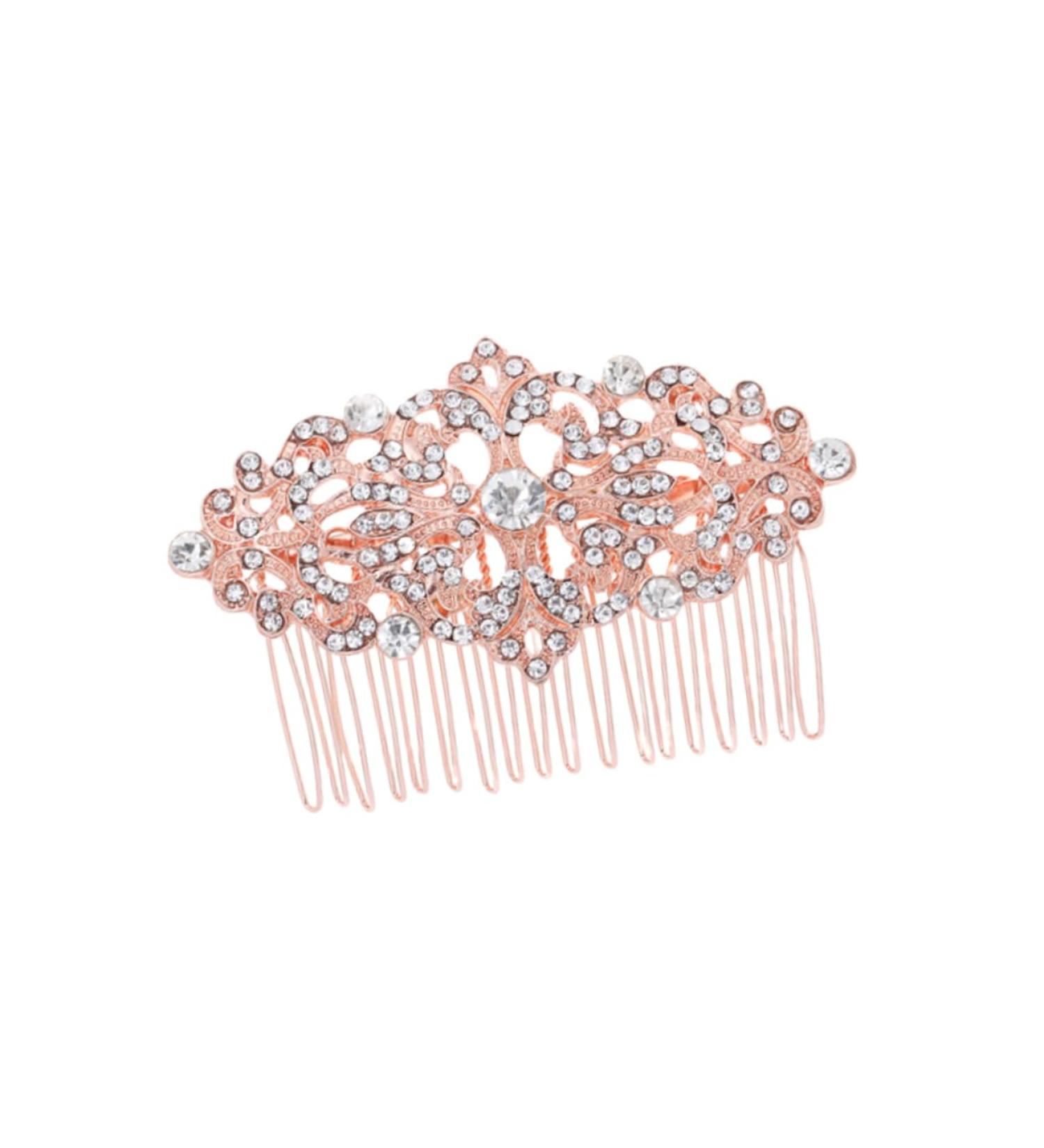 FRCOLOR Rhinestone Hair Comb Gold Teeth Hair Clip Combs Headpiece for Women Wire Hair Side Comb Metal Hair Side Comb Fashion Hair Comb Pin Metal Hair Clips for Women Rhinestones Veil Bride - Buy Online on GoSupps.com