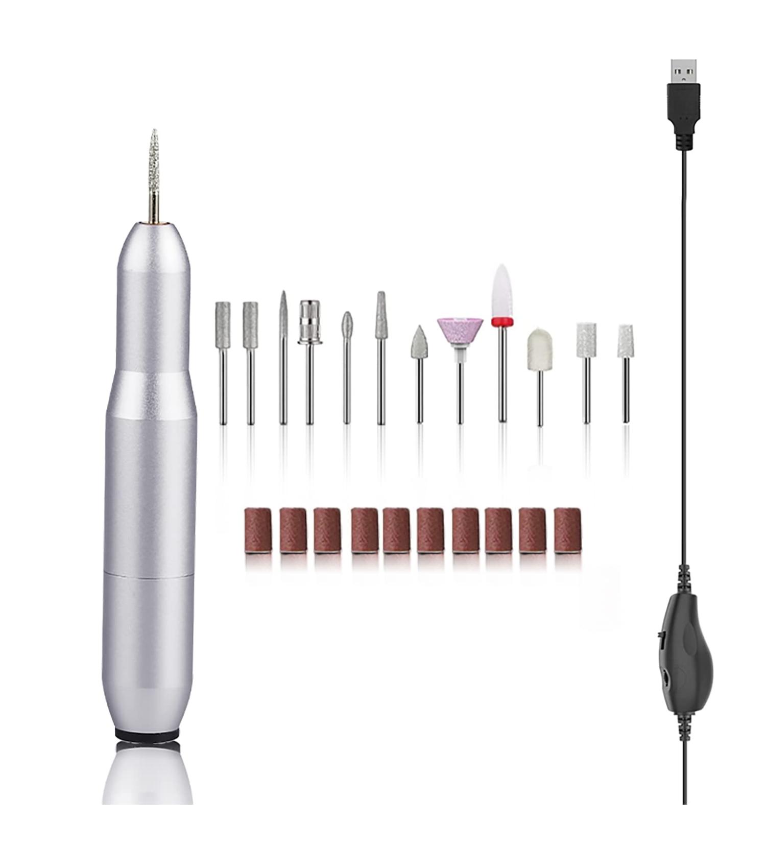 Electric Manicure Set 11 in 1 - Adjustable Nail File & Pedicure Tools - Silver | International Shipping Available - Buy Online on GoSupps.com