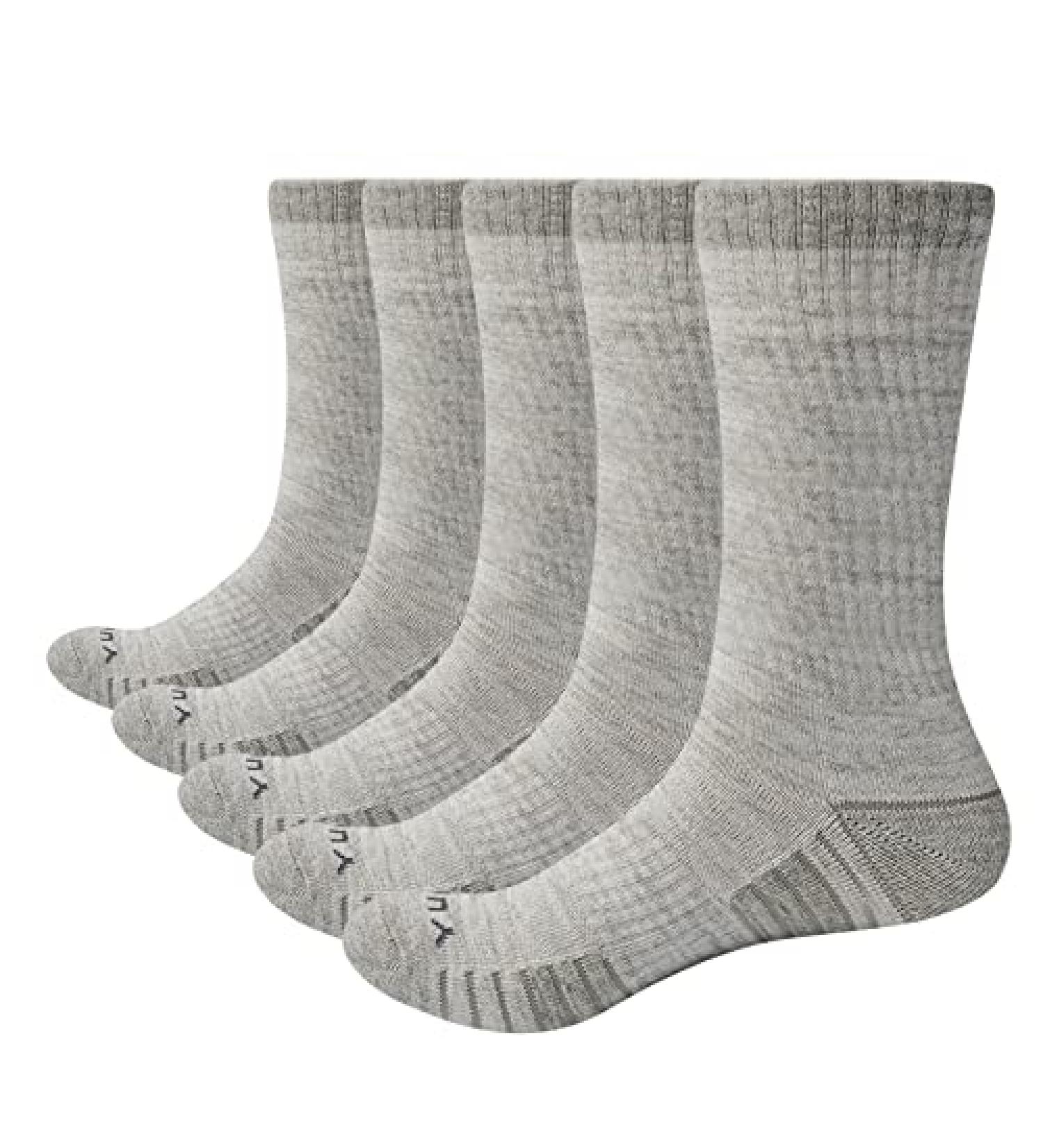 YUEDGE Women's Moisture Wicking Cotton Cushioned Crew Socks 5 Pairs - Light Grey 6-9 - Buy Online on GoSupps.com