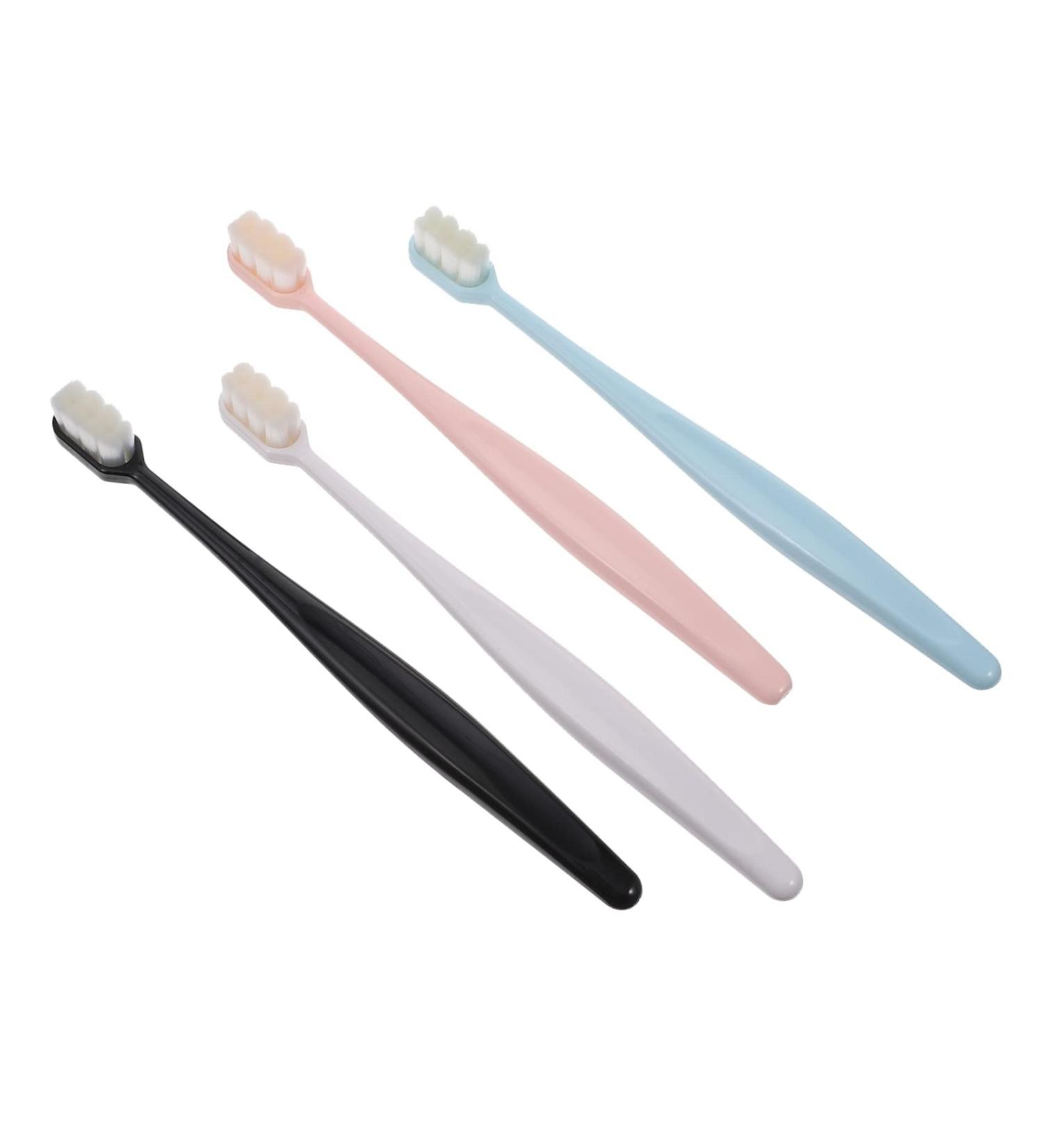 Iwowhero Portable Silk Toothbrush Set - 4 Soft Bristle Travel Toothbrushes for Sensitive Gums & Toddlers - Charcoal Absorption - Buy Online on GoSupps.com