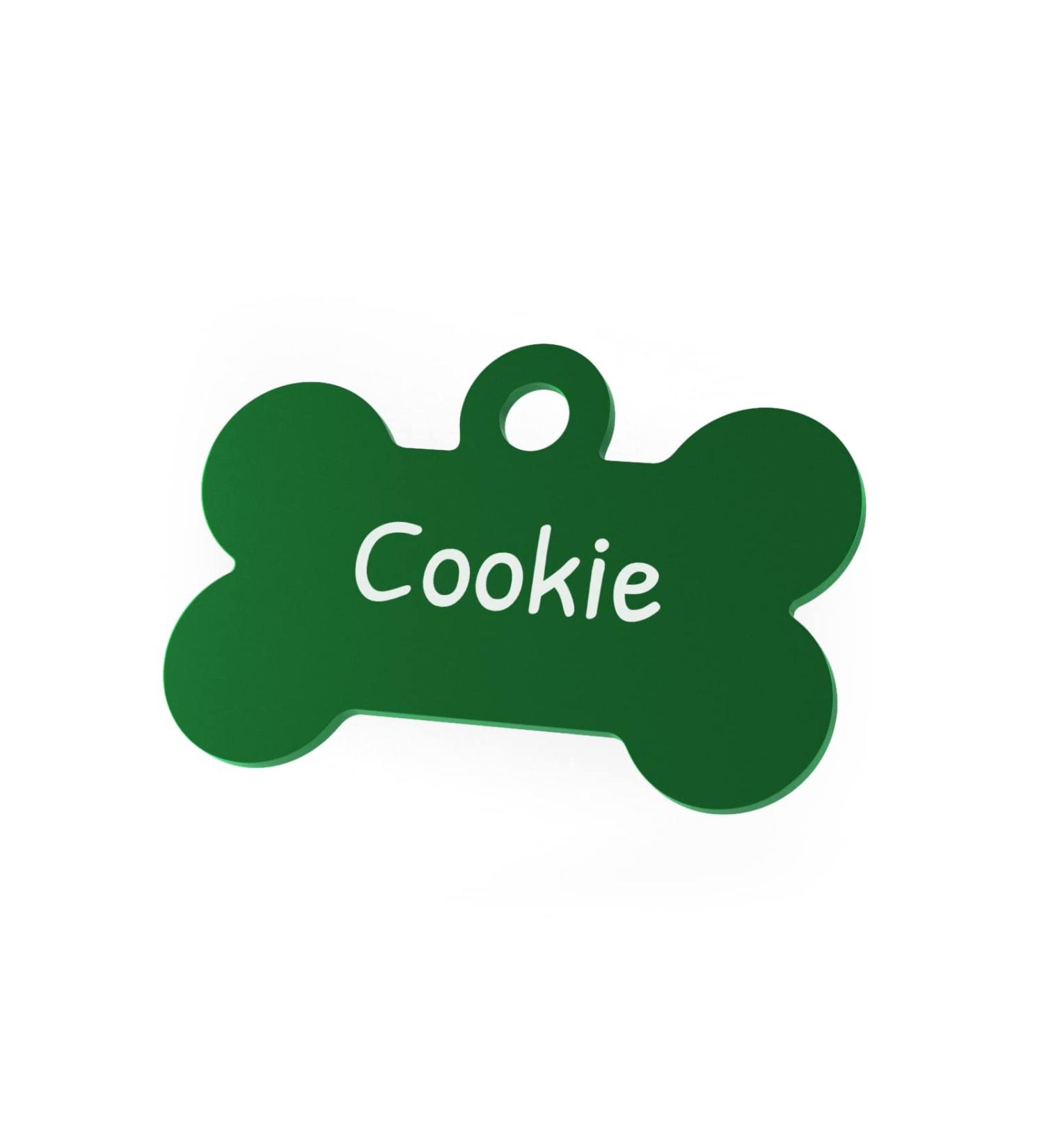 Custom Engraved Green Dog Tag Bone 32mm | Personalize & Get 2 Free Key Rings - Shop Internationally! - Buy Online on GoSupps.com