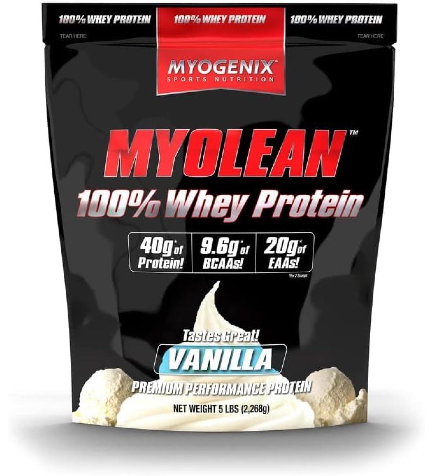 Myogenix Myolean 100% Whey Protein Powder 40g Protein per Serving Low Carb Ideal for Smoothies Meal Replacement Shakes Pre Workout & Post Workout Shakes Vanilla (5lbs) - Buy Online on GoSupps.com