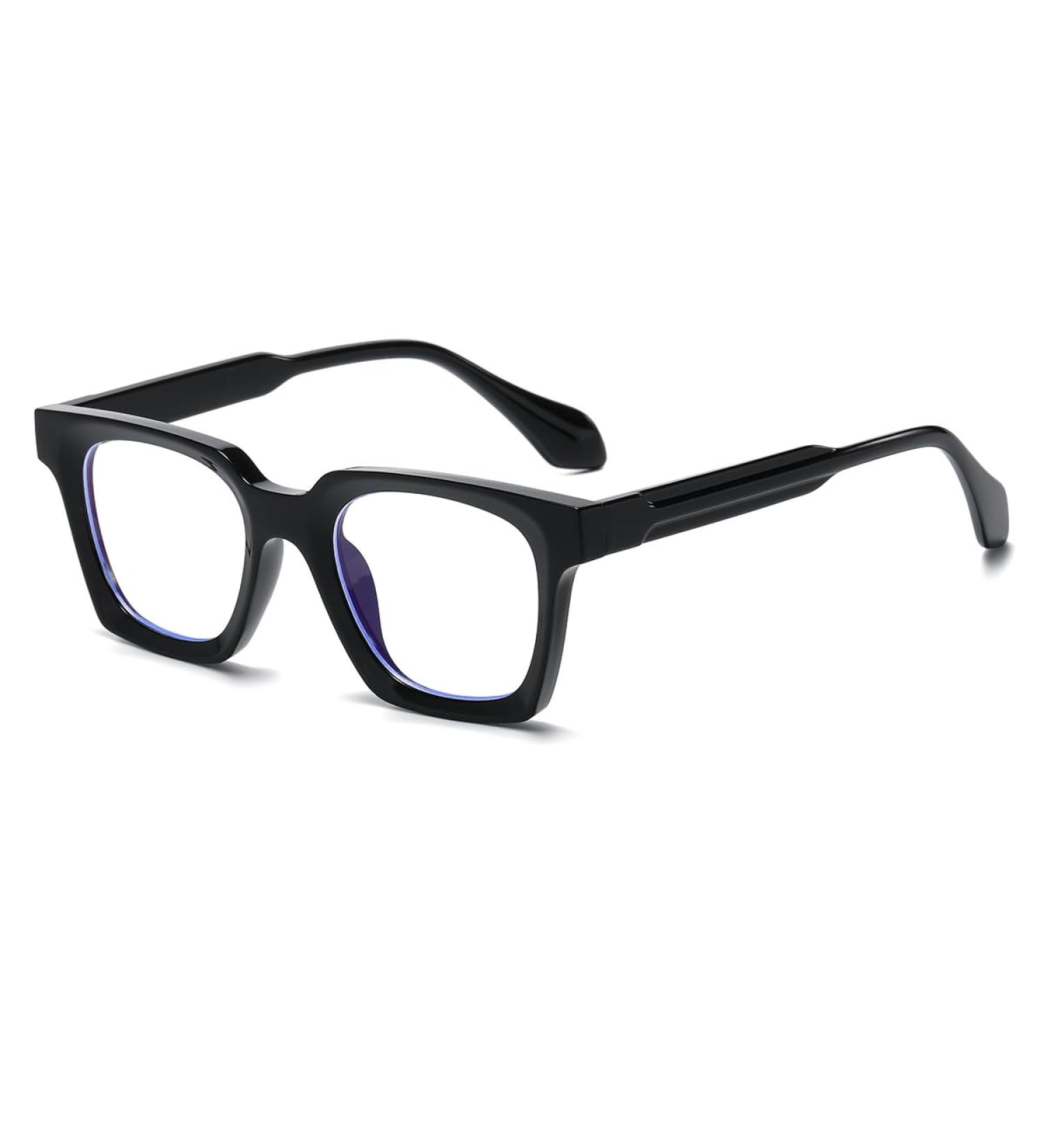 Buy Square Blue Light Glasses for Men & Women - Fashionable Rectangle Computer Eyewear for Anti Eyestrain & Headache Relief - 01 Black 48mm - Buy Online on GoSupps.com