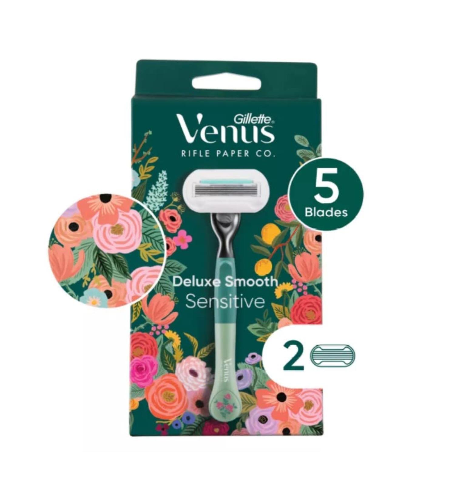 Gillette Venus Rifle Paper Co. Deluxe Smooth Sensitive Razor + 2 Refills