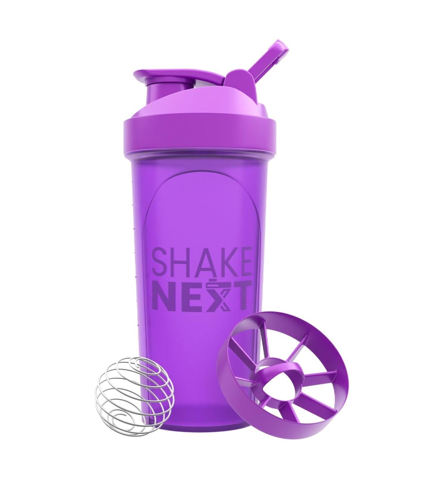 Shakenext 700ml Protein Shaker Bottle with Mixing Ball - Stainless Steel Dishwasher Safe Discharge Lid - Purple Fitness Protein & Shake Blender - Buy Online on GoSupps.com