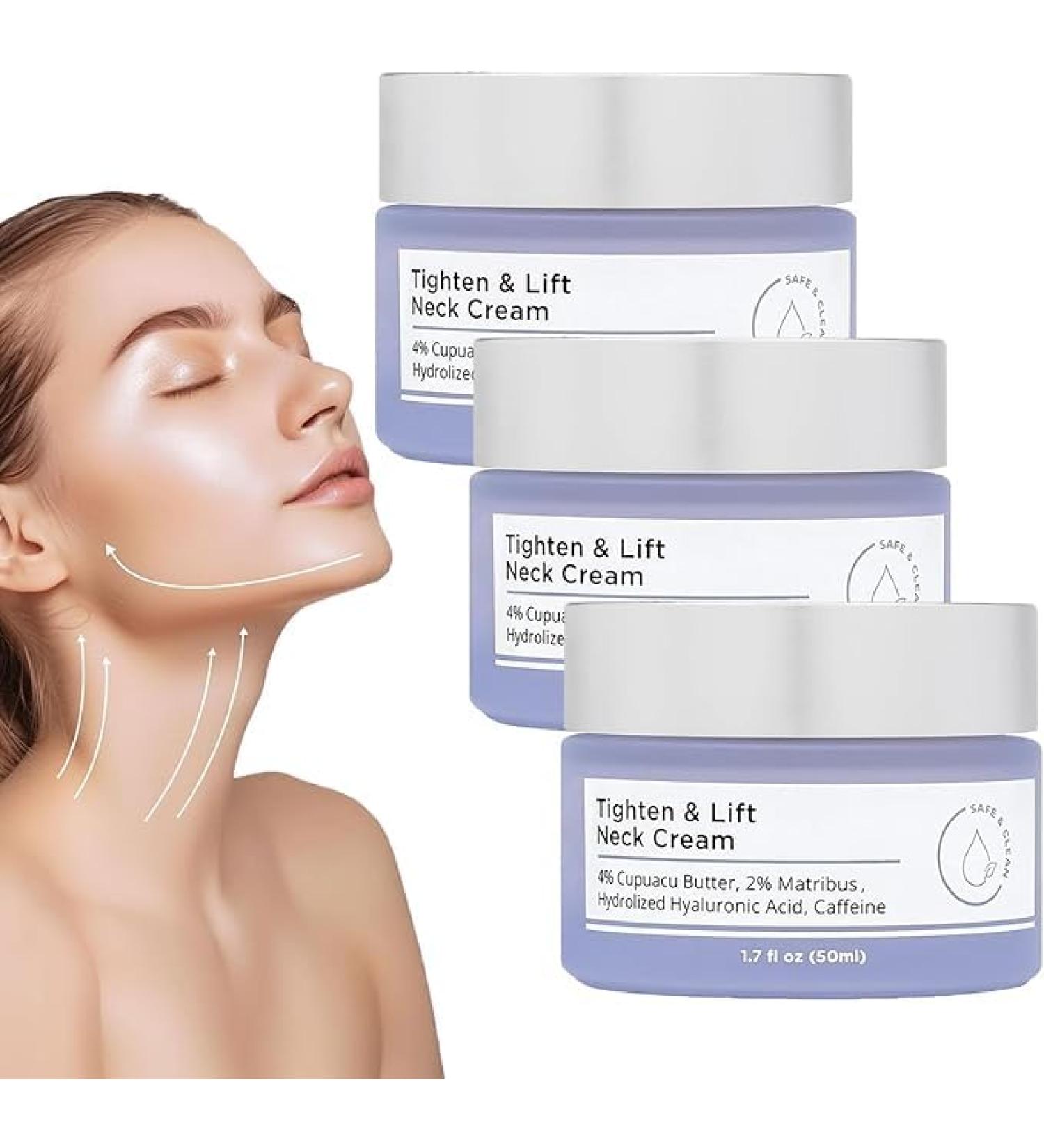 (100% Effective) 3 Jars Pure Tighten & Lift Neck Cream | Go Neck Firming Cream | Tighten and Lift Neck Cream | Anti Aging Neck Cream for Tightening and Wrinkles | 50ml/1.7fl.oz - Buy Online on GoSupps.com