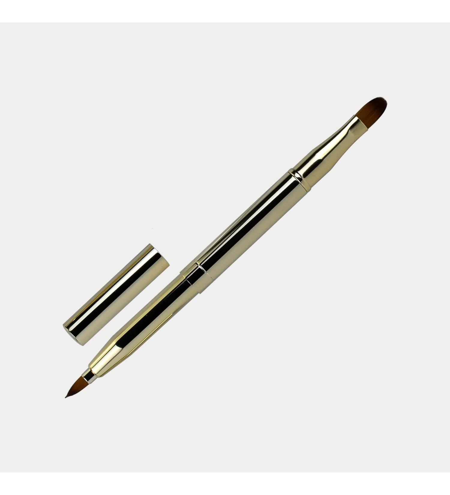 Portable Dual End Lipstick & Concealer Brush with Cap - Gold | Perfect for Lip Contours & Travel Makeup | Ideal Christmas Gift - Buy Online on GoSupps.com