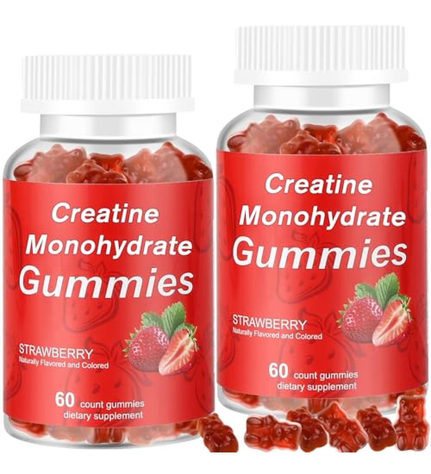 Creatine Monohydrate Gummies, 2 Pack Creatine Monohydrate for Women & Men, Sugar-Free Gummies for Increase Strength and Build Muscle, Workout Supplement, Vegan, 120 Count, Strawberry Flavor 60 Count (Pack of 2) - Buy Online on GoSupps.com